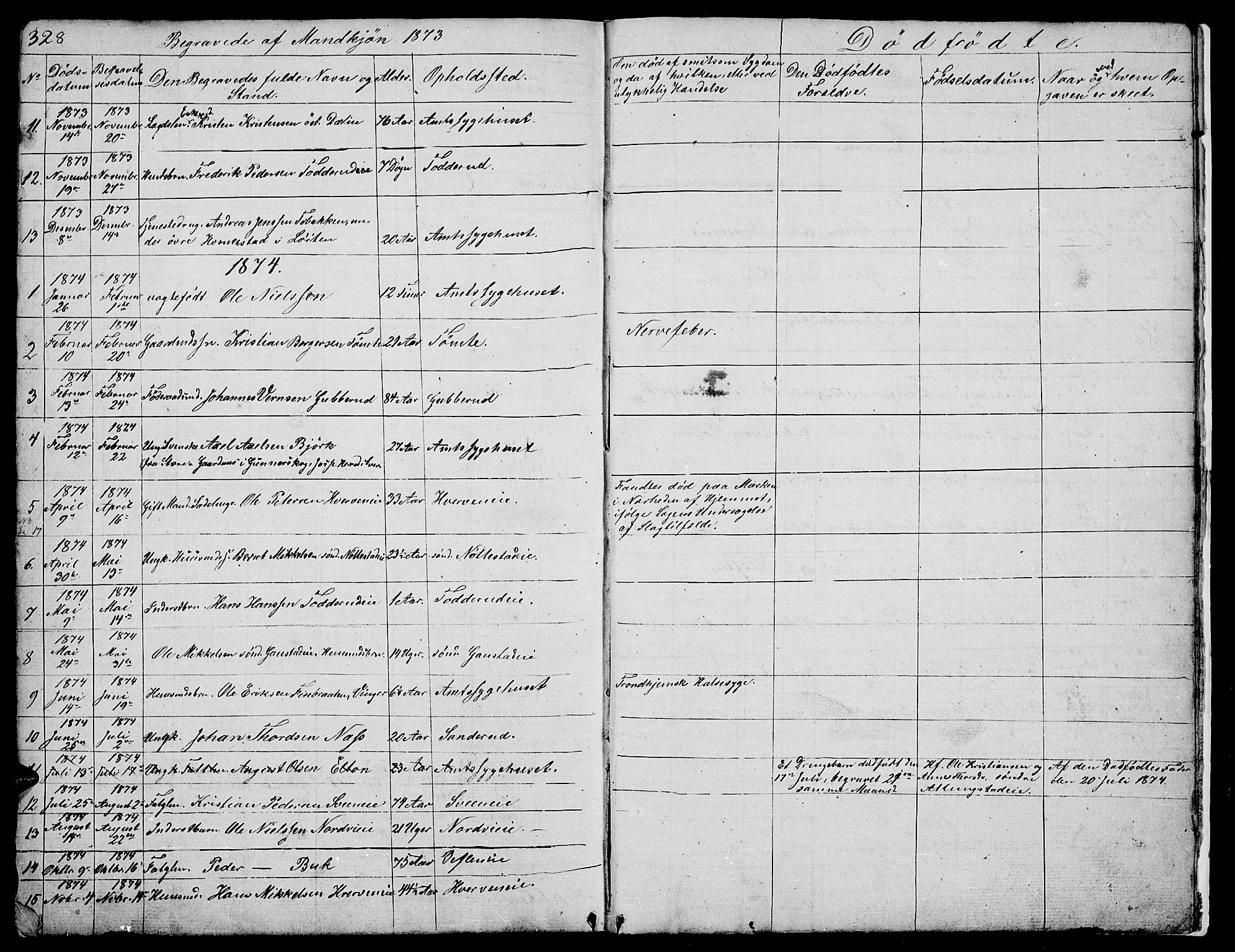 Stange prestekontor, SAH/PREST-002/L/L0002: Parish register (copy) no. 2, 1838-1879, p. 328