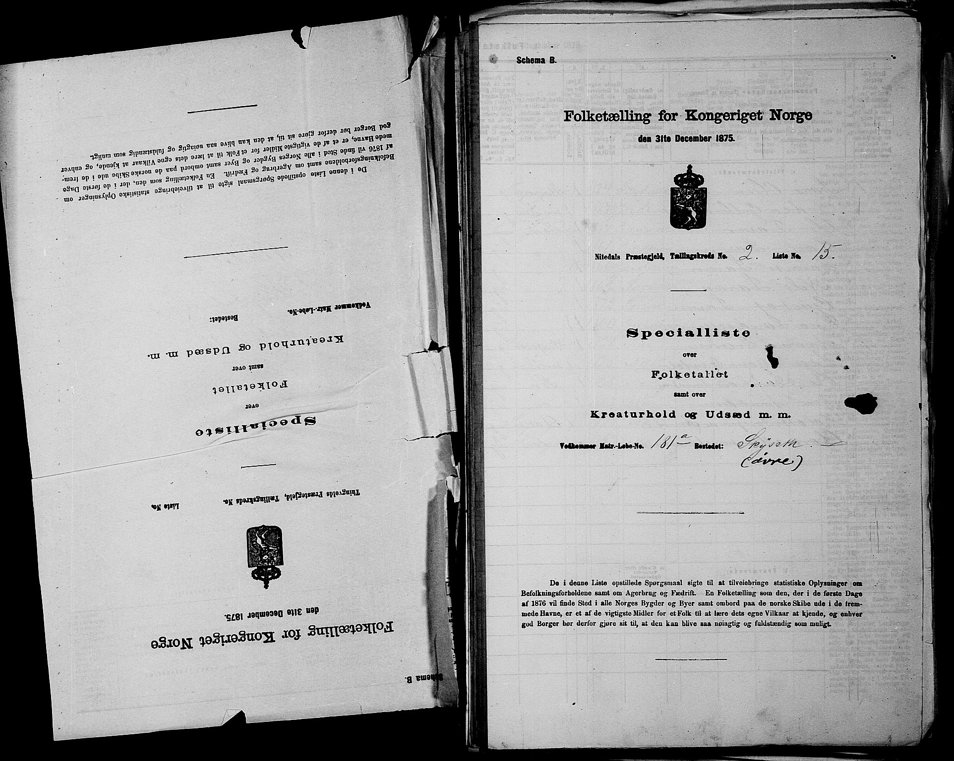 RA, 1875 census for 0233P Nittedal, 1875, p. 192