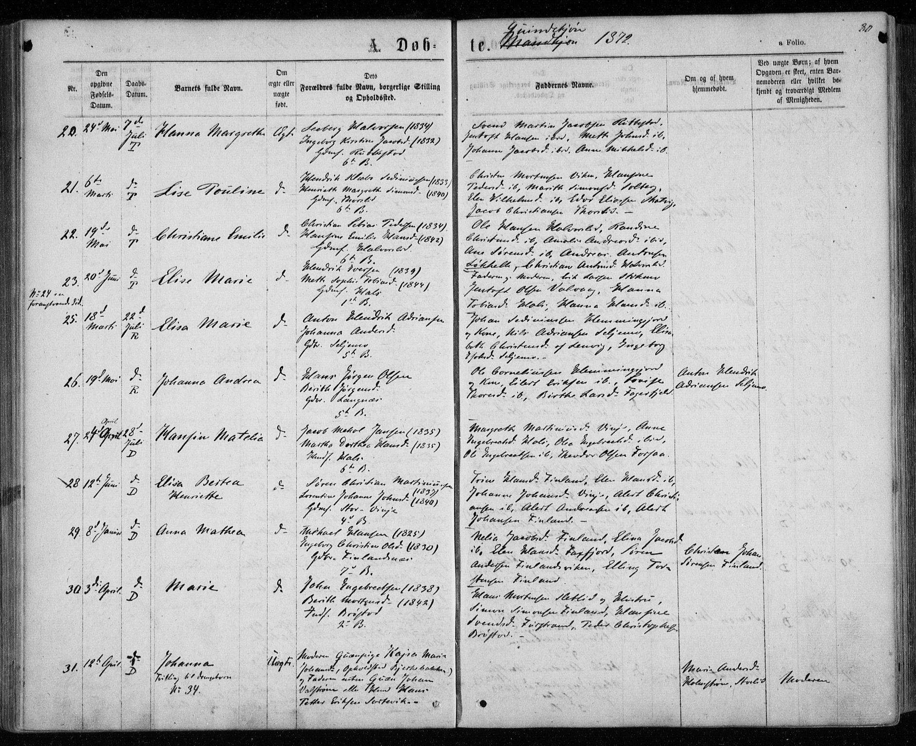 Tranøy sokneprestkontor, AV/SATØ-S-1313/I/Ia/Iaa/L0008kirke: Parish register (official) no. 8, 1867-1877, p. 80