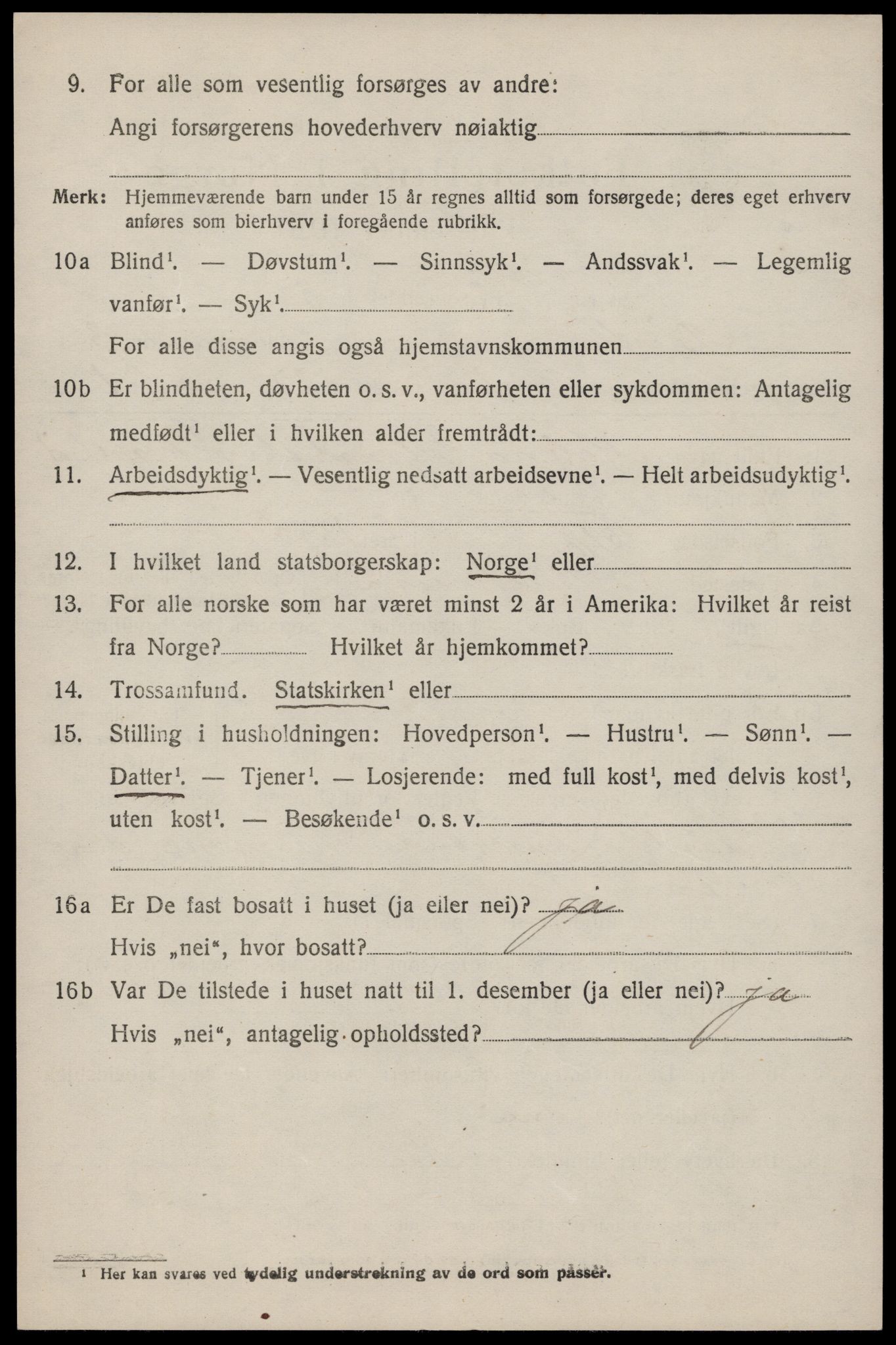 SAST, 1920 census for Bjerkreim, 1920, p. 1621