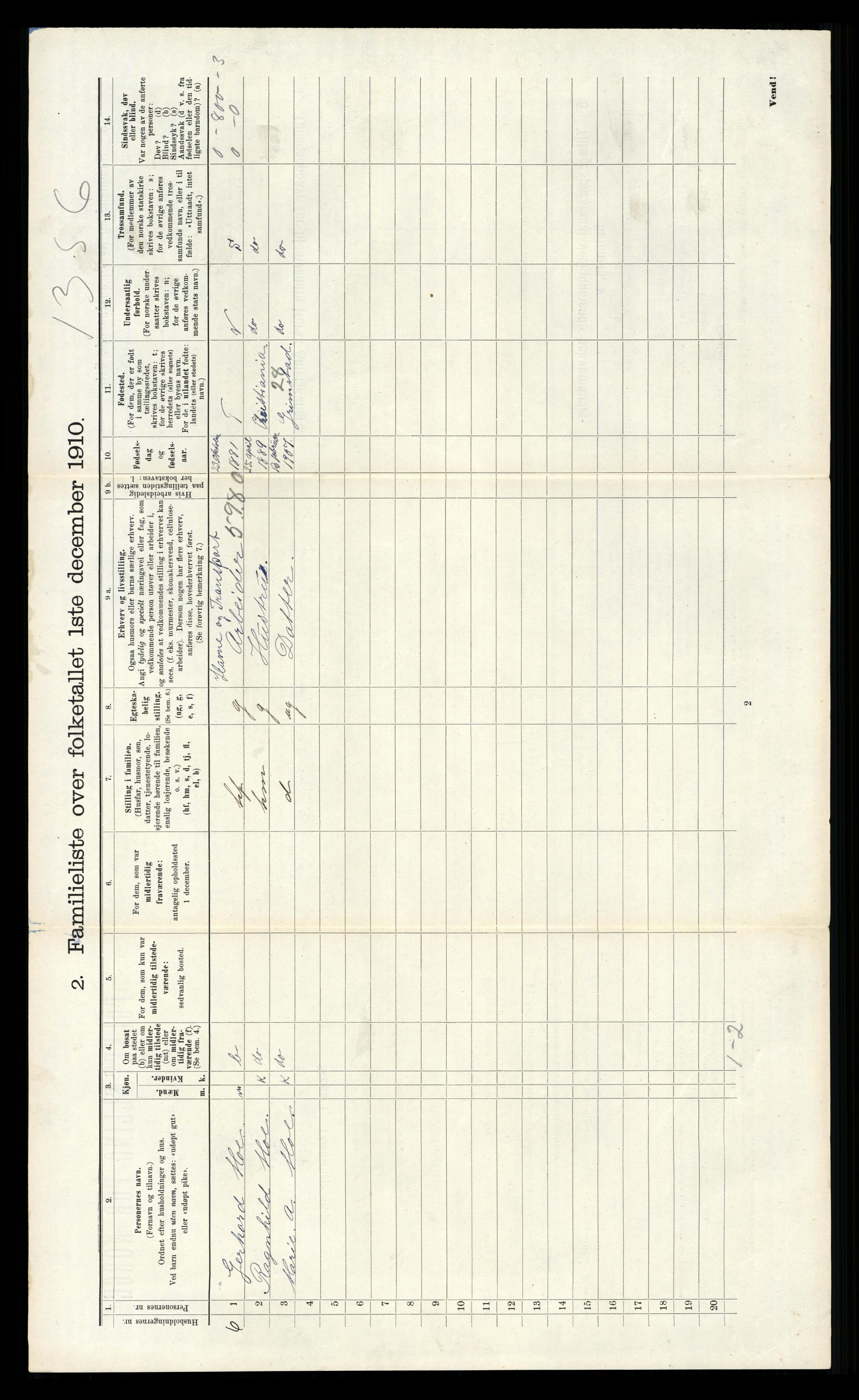 RA, 1910 census for Kristiansand, 1910, p. 1175