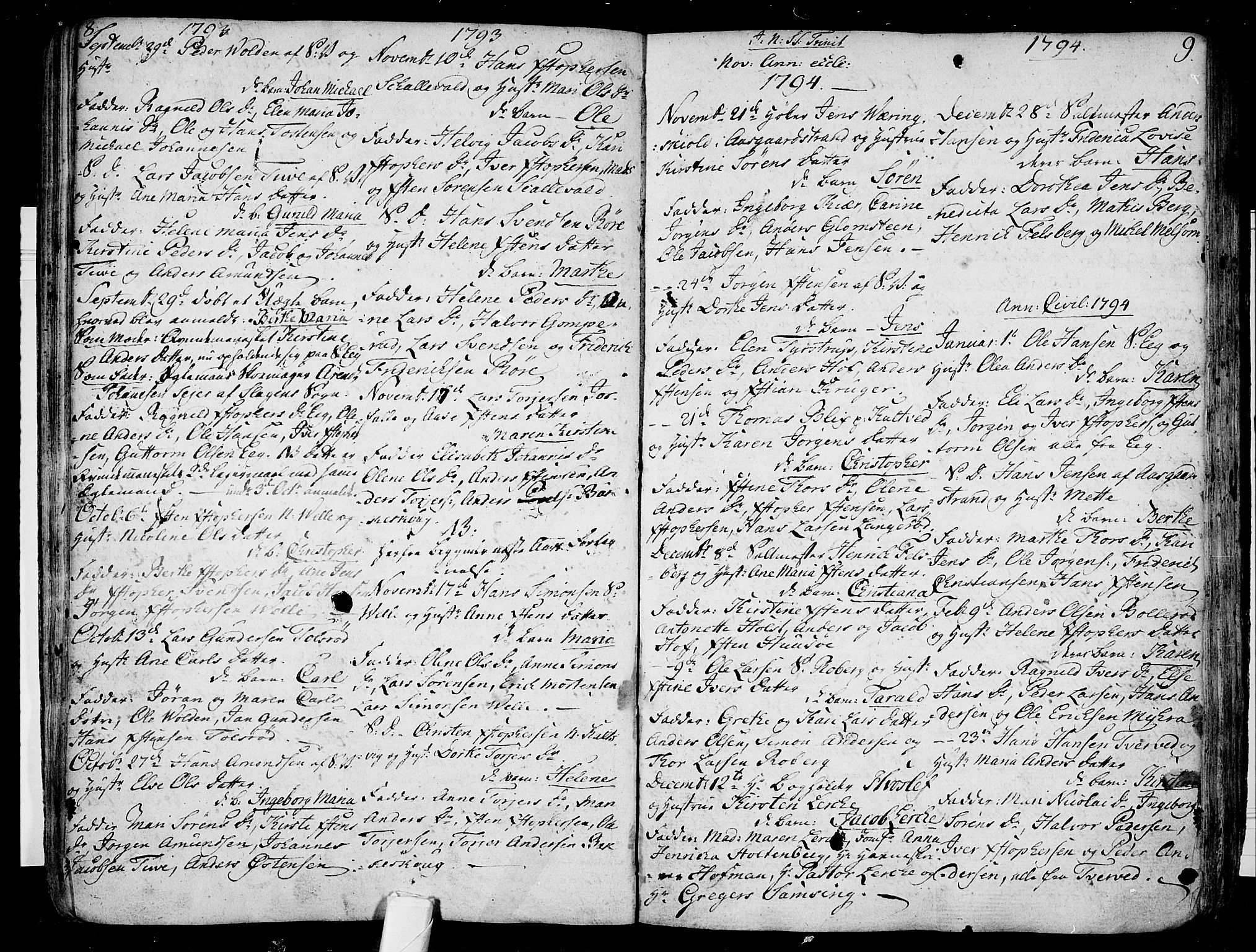 Sem kirkebøker, SAKO/A-5/F/Fb/L0003: Parish register (official) no. II 3, 1792-1814, p. 8-9