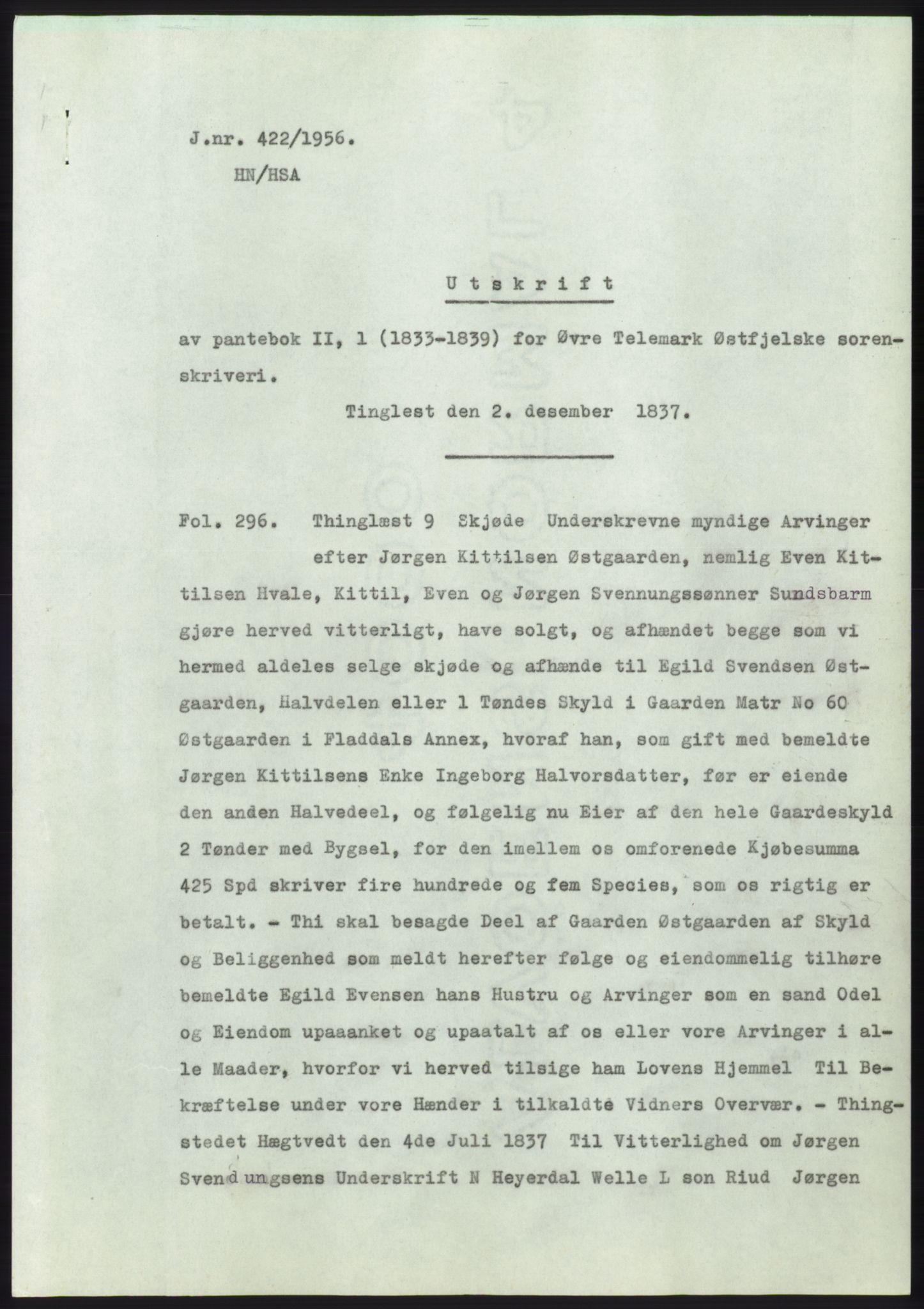 Statsarkivet i Kongsberg, AV/SAKO-A-0001/E/Ee/L0006: Avskrifter, SAO jnr. 401/1956 - 791/1956, 1956, p. 26
