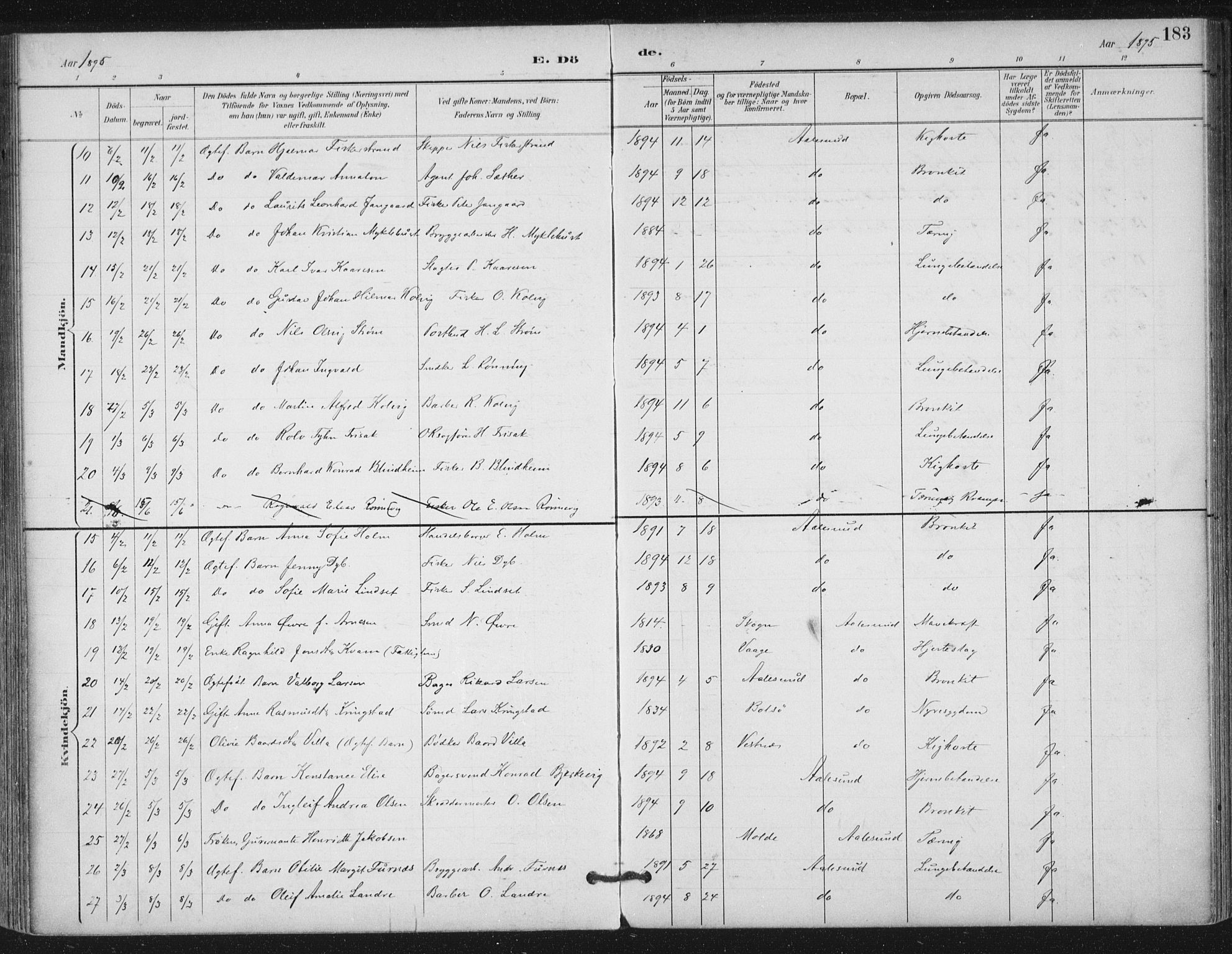 Ministerialprotokoller, klokkerbøker og fødselsregistre - Møre og Romsdal, SAT/A-1454/529/L0457: Parish register (official) no. 529A07, 1894-1903, p. 183