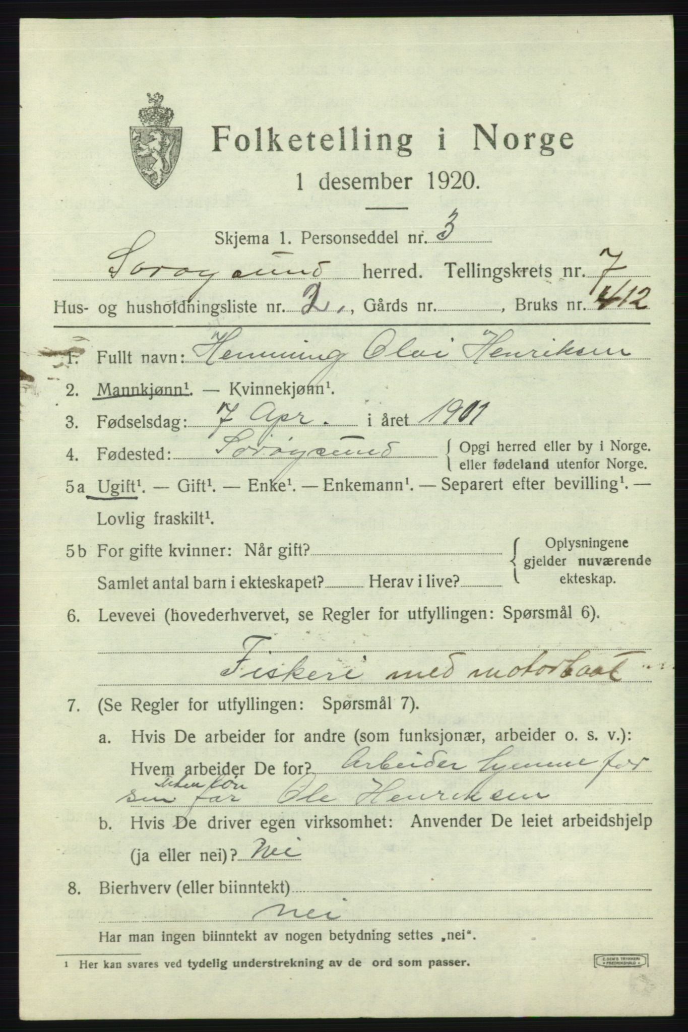 SATØ, 1920 census for Sørøysund rural district, 1920, p. 2800