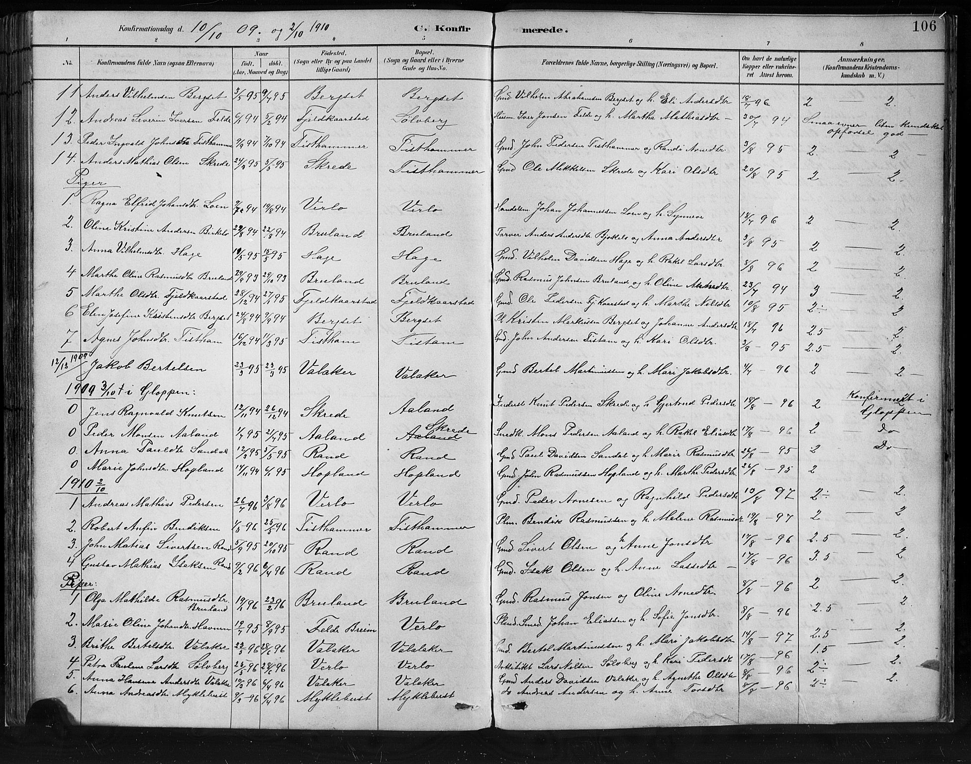 Innvik sokneprestembete, SAB/A-80501: Parish register (copy) no. C 3, 1883-1911, p. 106