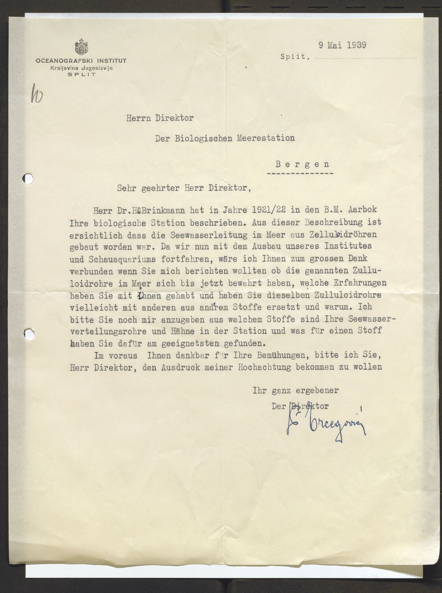 Bergens Museum, AV/SAB-A-17301/13/D/L0002: Korrespondanse , 1928-1940, p. 437