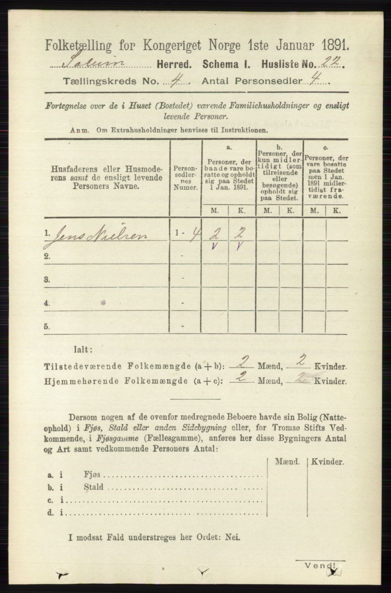 RA, 1891 census for 0818 Solum, 1891, p. 609