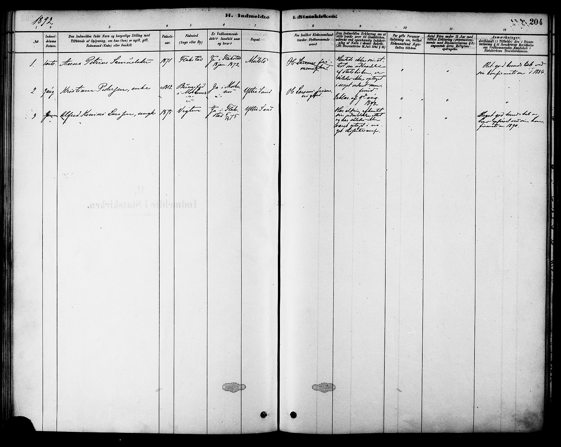 Ministerialprotokoller, klokkerbøker og fødselsregistre - Nordland, AV/SAT-A-1459/885/L1204: Parish register (official) no. 885A05, 1878-1892, p. 204