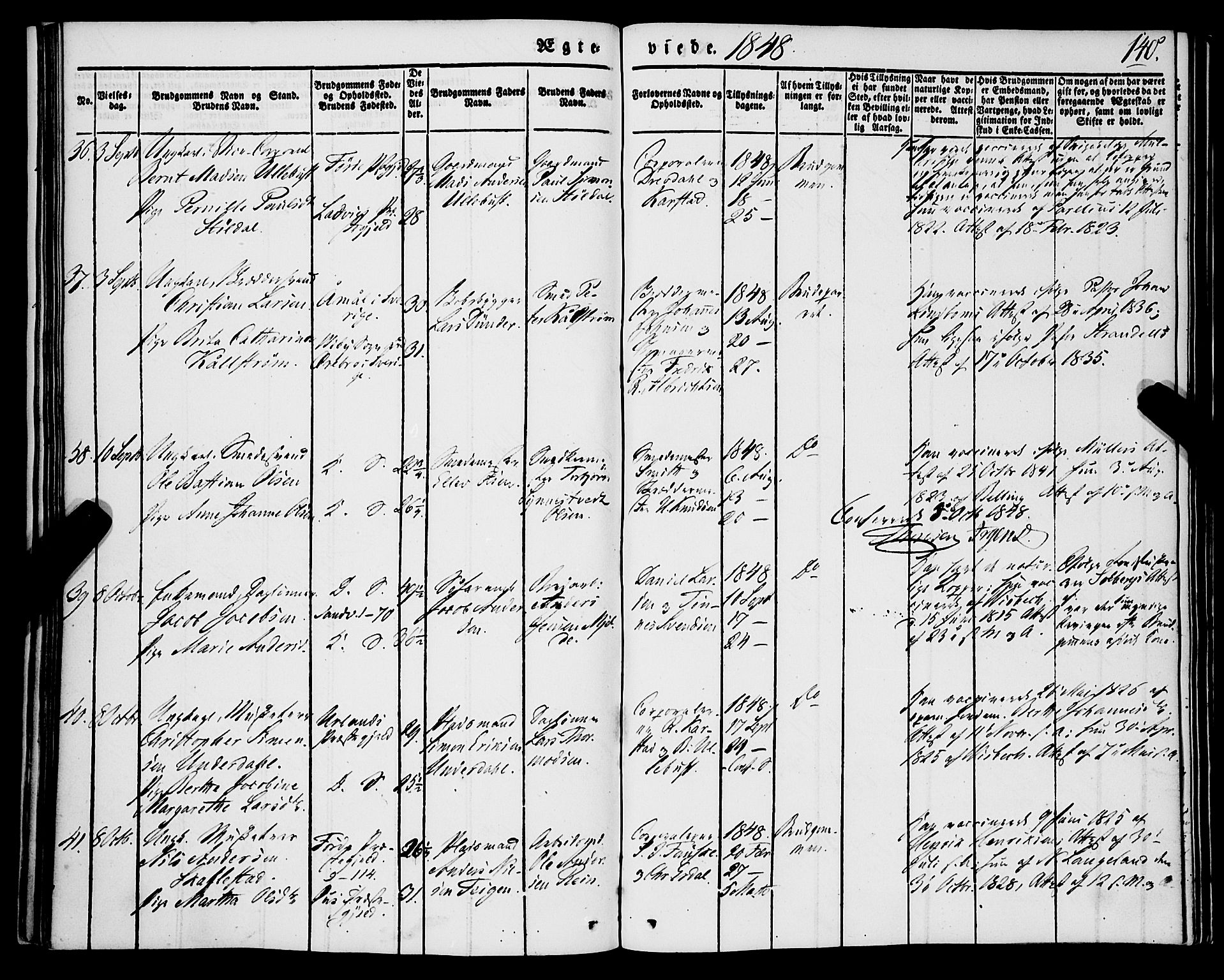 Korskirken sokneprestembete, SAB/A-76101/H/Haa/L0034: Parish register (official) no. D 1, 1832-1852, p. 140