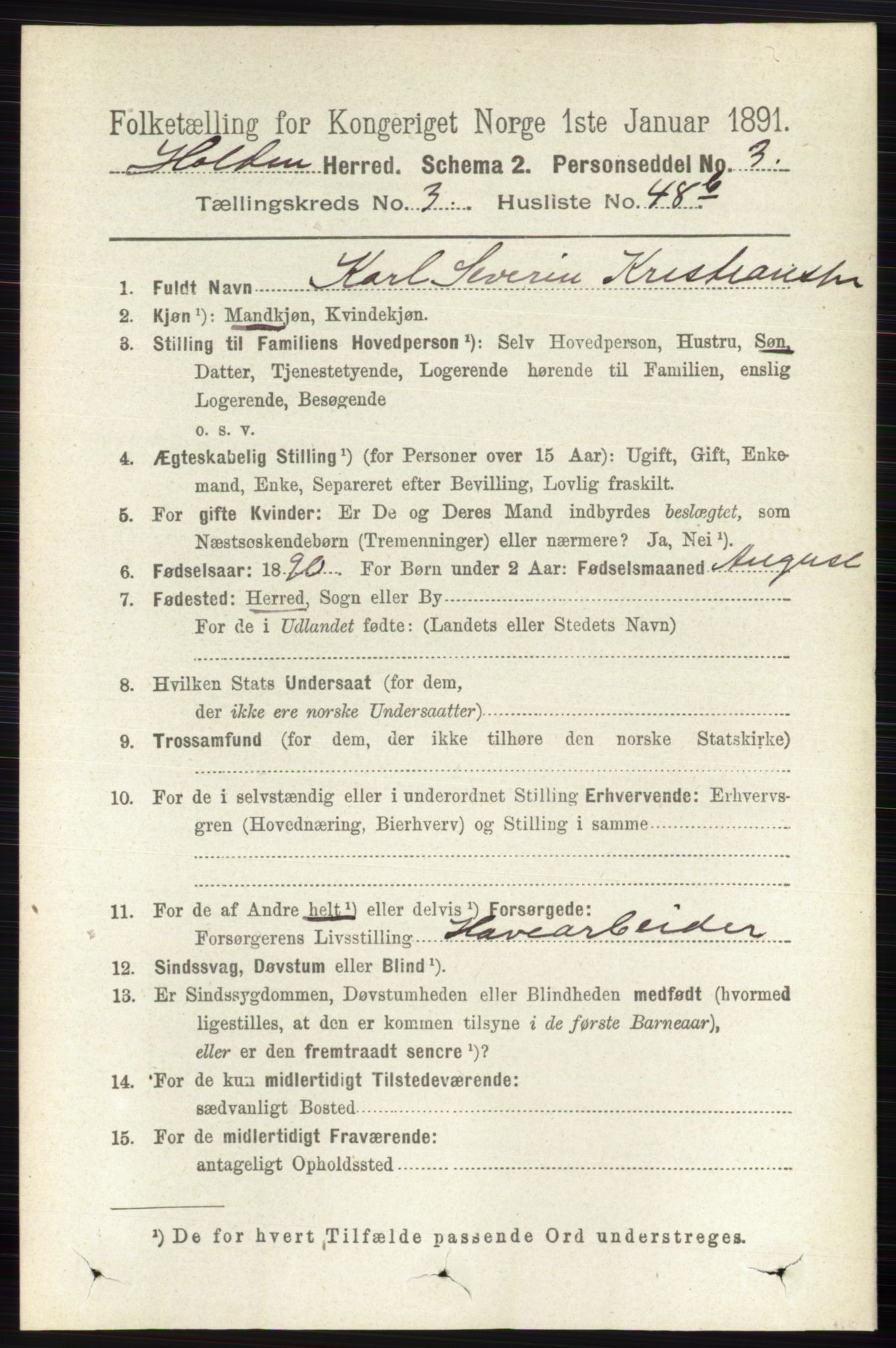 RA, 1891 census for 0819 Holla, 1891, p. 1884