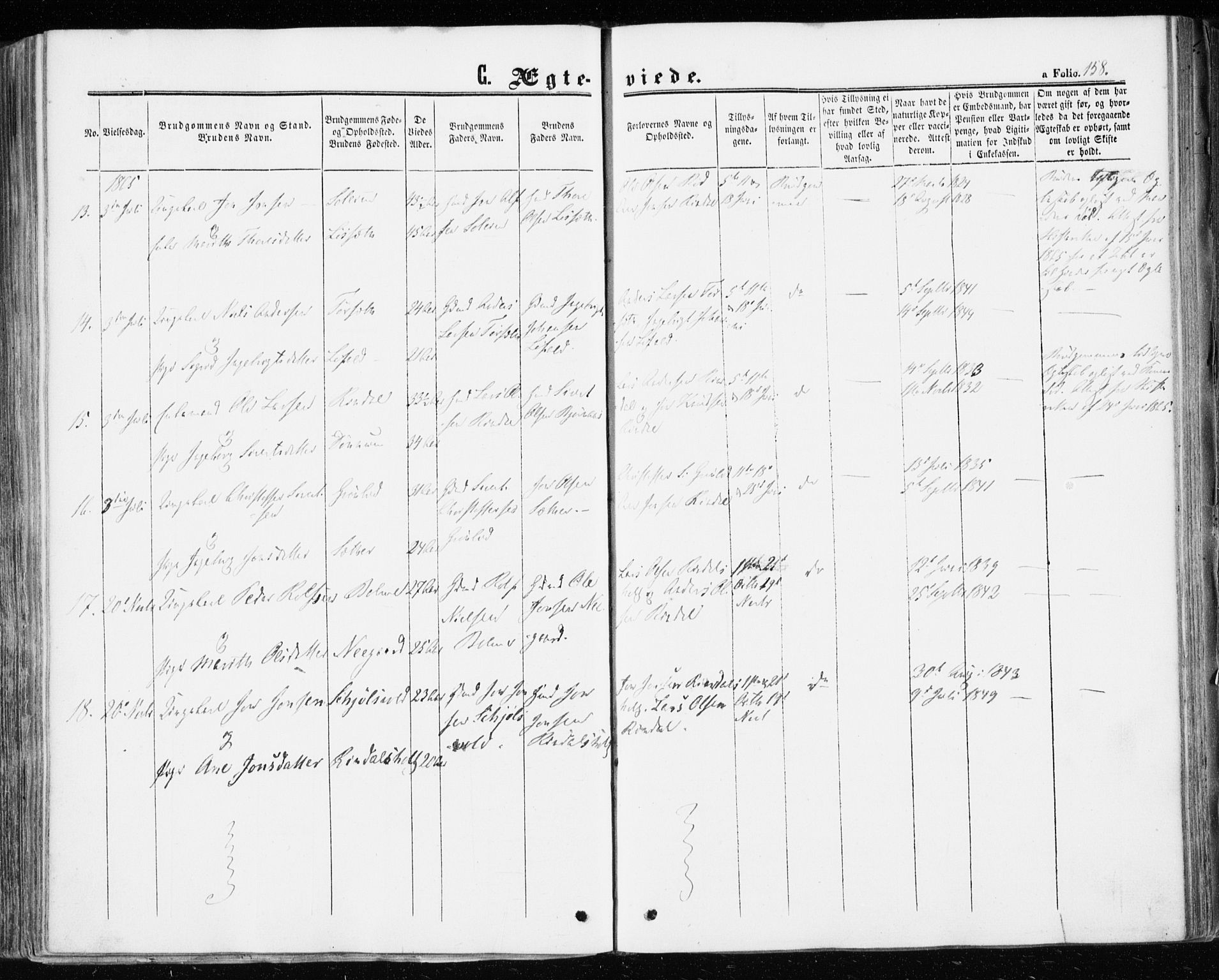Ministerialprotokoller, klokkerbøker og fødselsregistre - Møre og Romsdal, SAT/A-1454/598/L1067: Parish register (official) no. 598A01, 1858-1871, p. 158