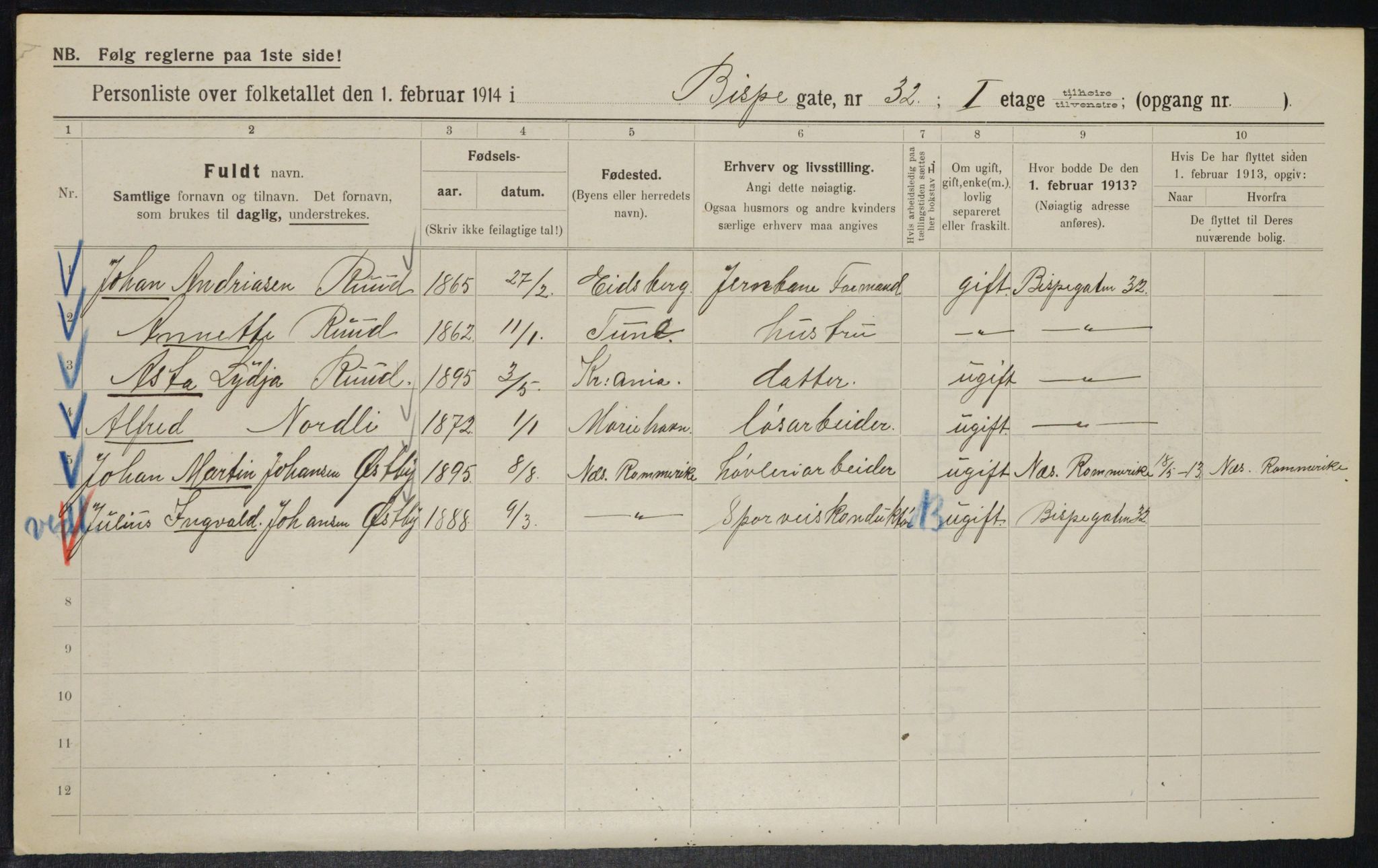 OBA, Municipal Census 1914 for Kristiania, 1914, p. 5440