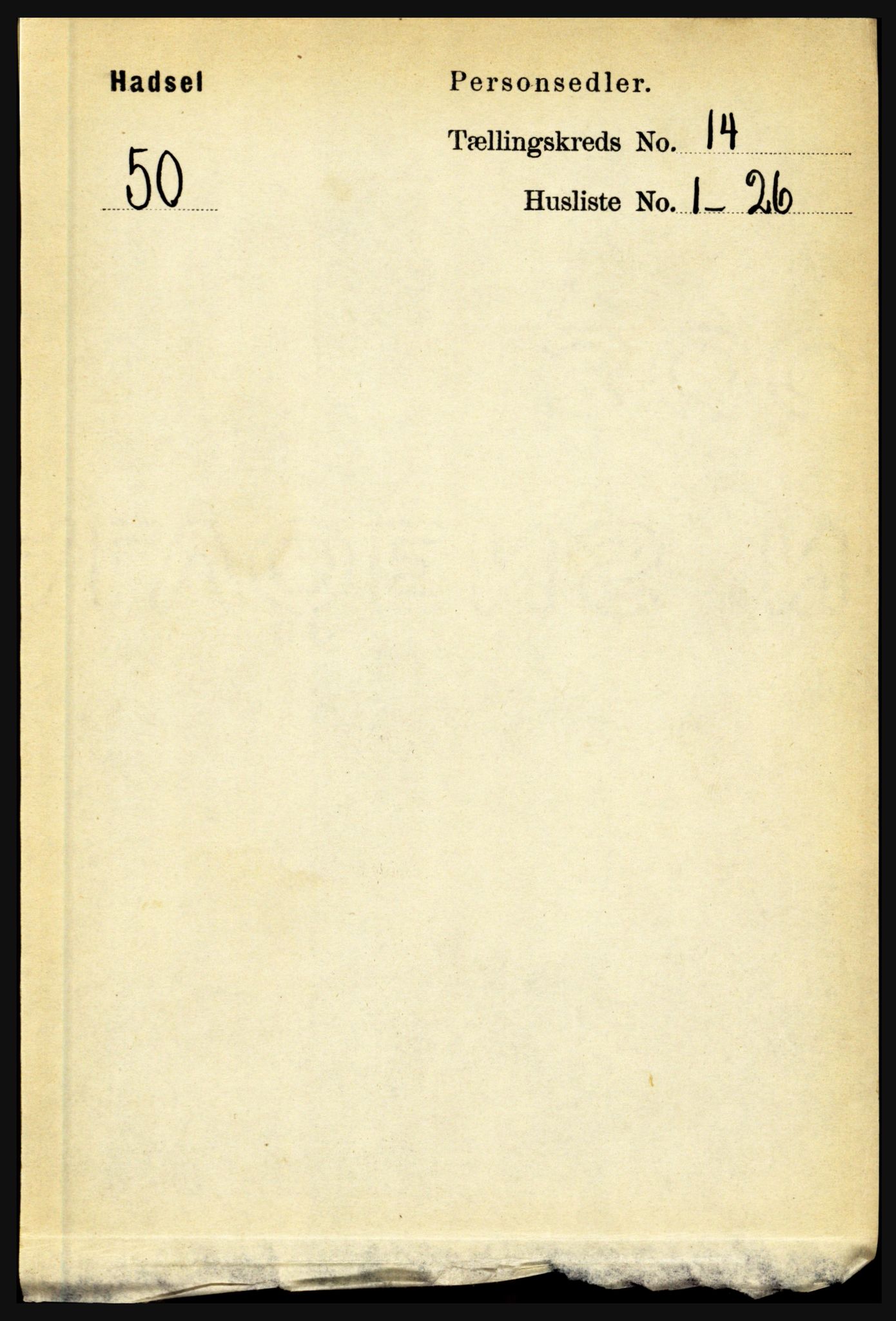 RA, 1891 census for 1866 Hadsel, 1891, p. 6319