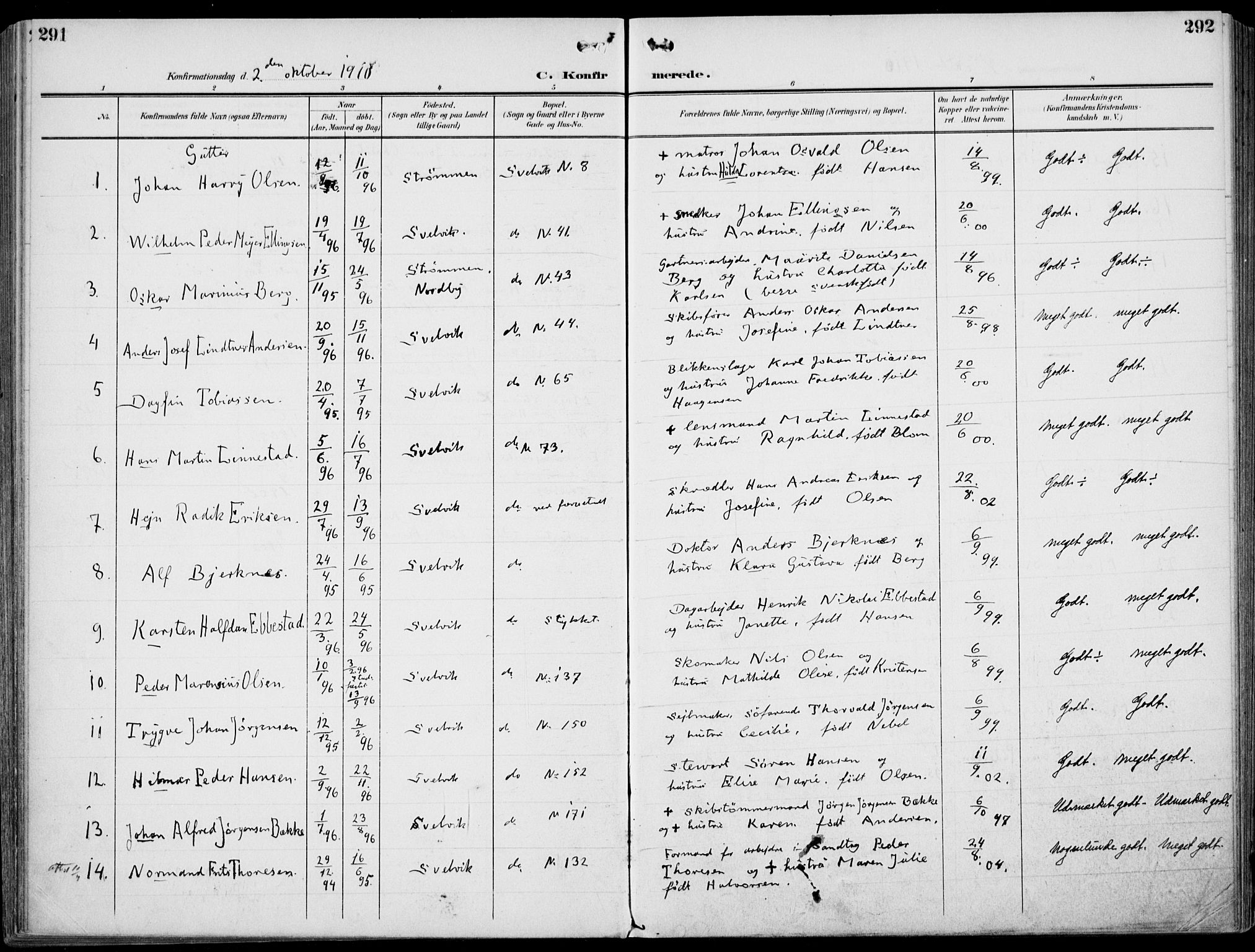 Strømm kirkebøker, AV/SAKO-A-322/F/Fb/L0002: Parish register (official) no. II 2, 1900-1919, p. 291-292