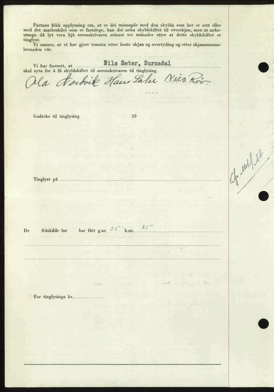 Nordmøre sorenskriveri, AV/SAT-A-4132/1/2/2Ca: Mortgage book no. A115, 1950-1950, Diary no: : 2053/1950