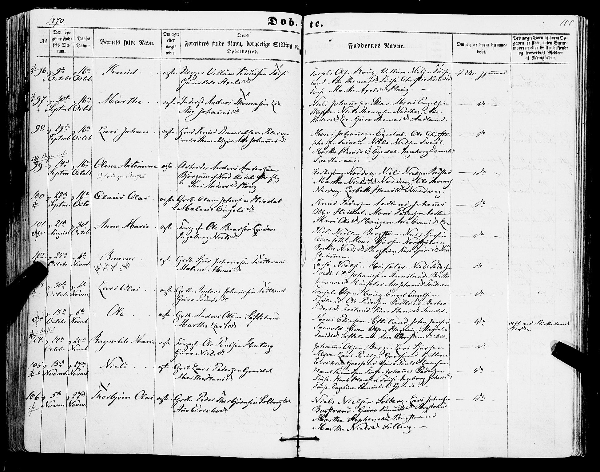 Os sokneprestembete, AV/SAB-A-99929: Parish register (official) no. A 17, 1860-1873, p. 100