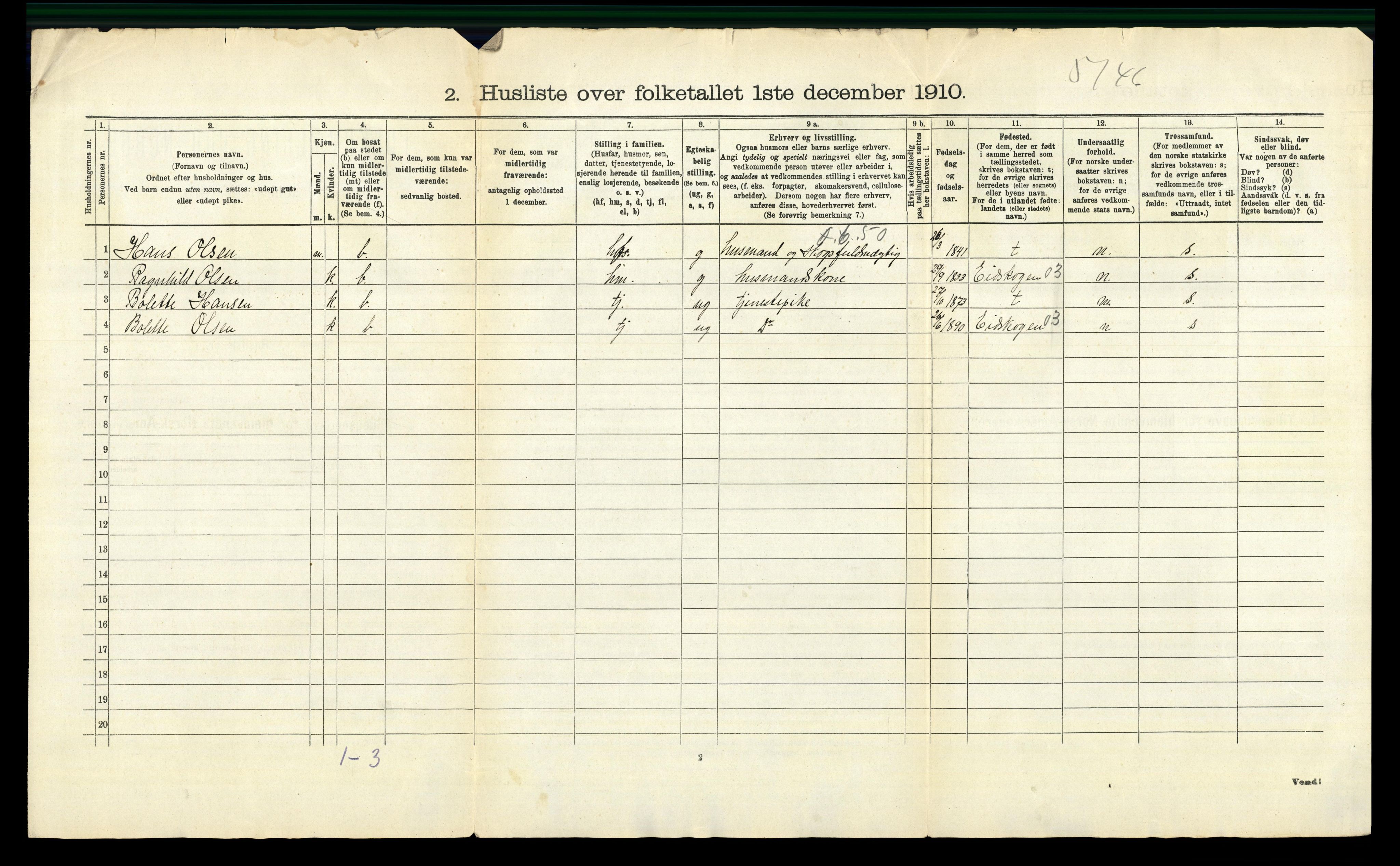 RA, 1910 census for Aurskog, 1910, p. 46