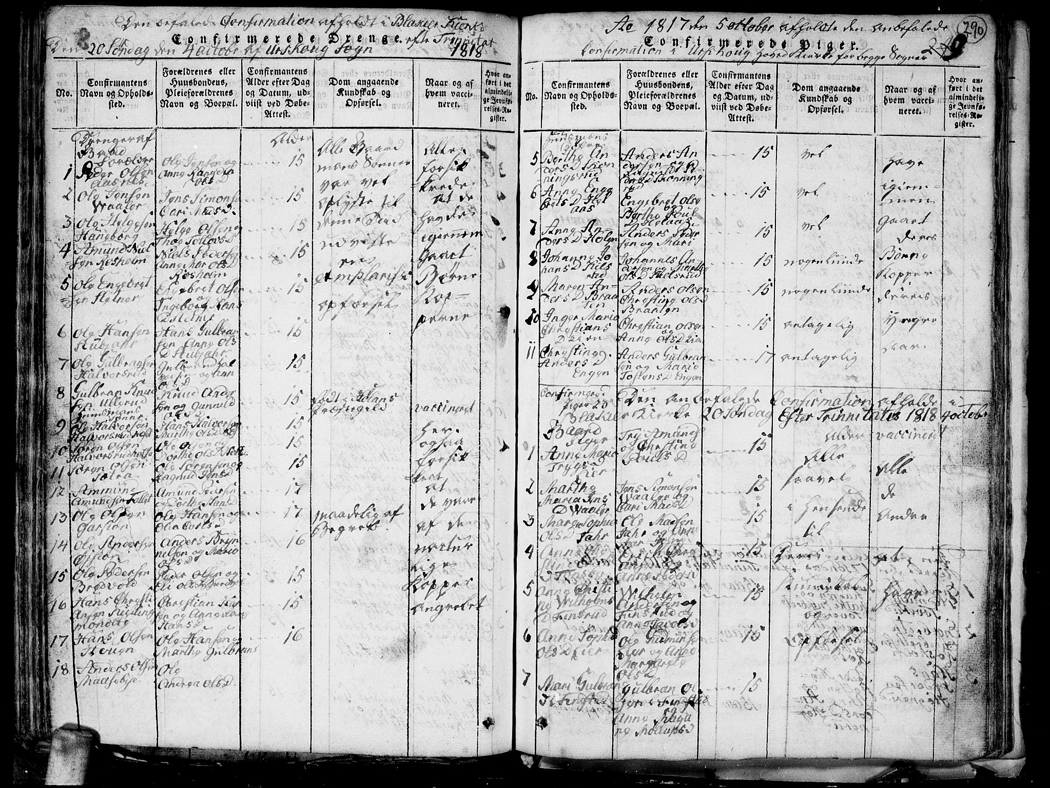 Aurskog prestekontor Kirkebøker, SAO/A-10304a/G/Ga/L0001: Parish register (copy) no. I 1, 1814-1829, p. 290