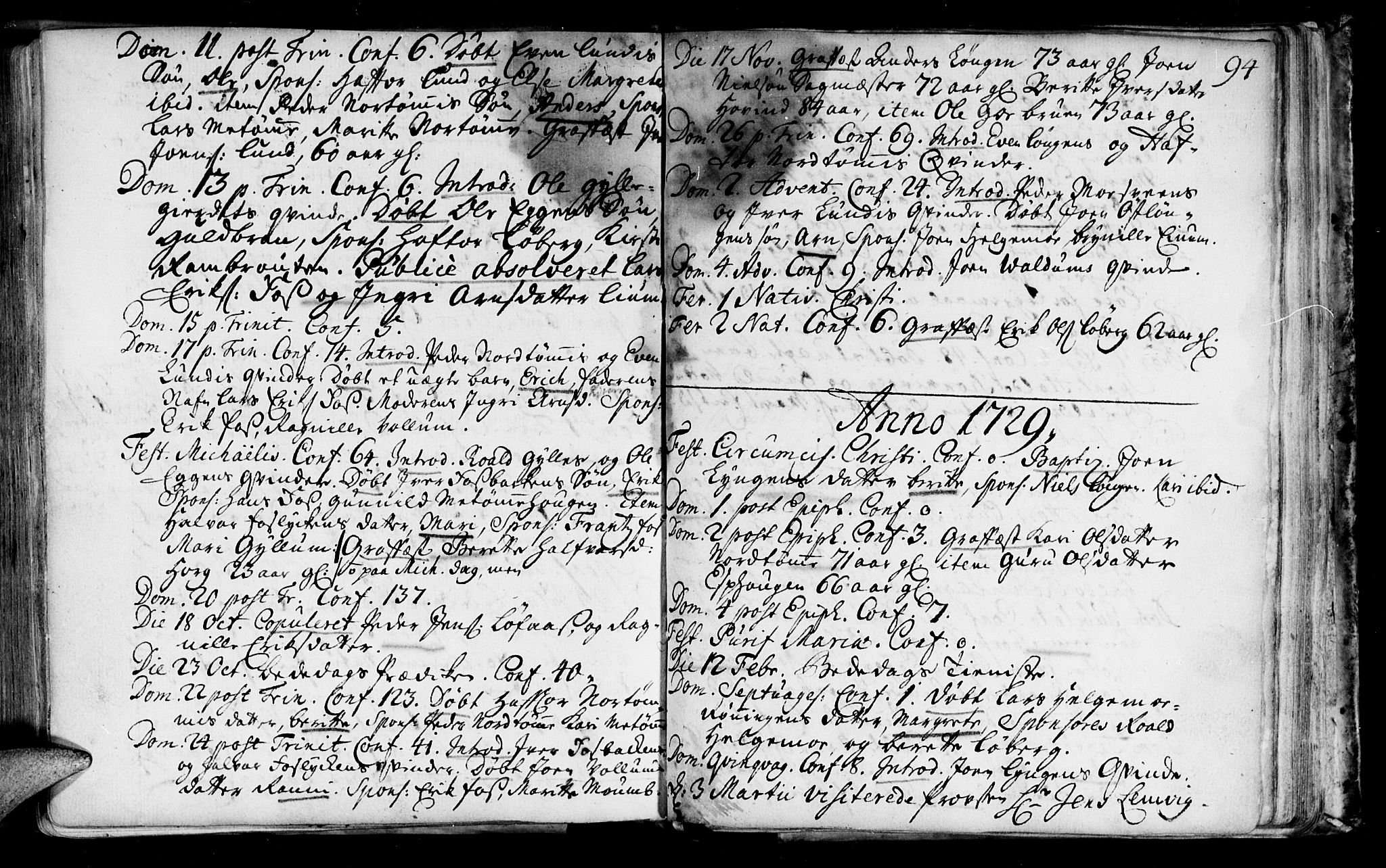 Ministerialprotokoller, klokkerbøker og fødselsregistre - Sør-Trøndelag, SAT/A-1456/692/L1101: Parish register (official) no. 692A01, 1690-1746, p. 94