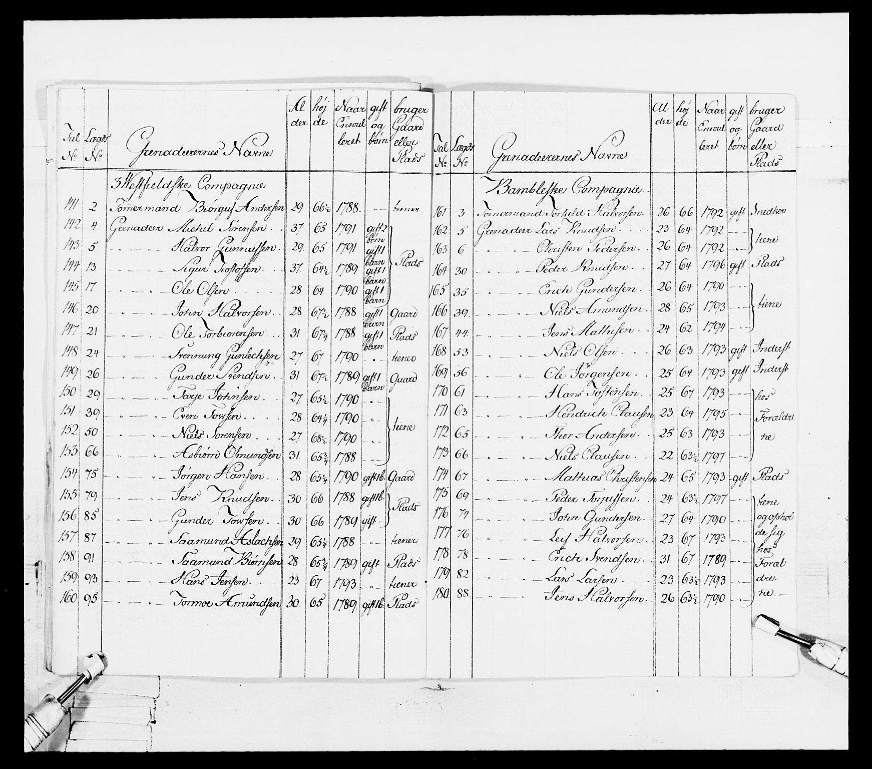 Generalitets- og kommissariatskollegiet, Det kongelige norske kommissariatskollegium, RA/EA-5420/E/Eh/L0114: Telemarkske nasjonale infanteriregiment, 1789-1802, p. 134