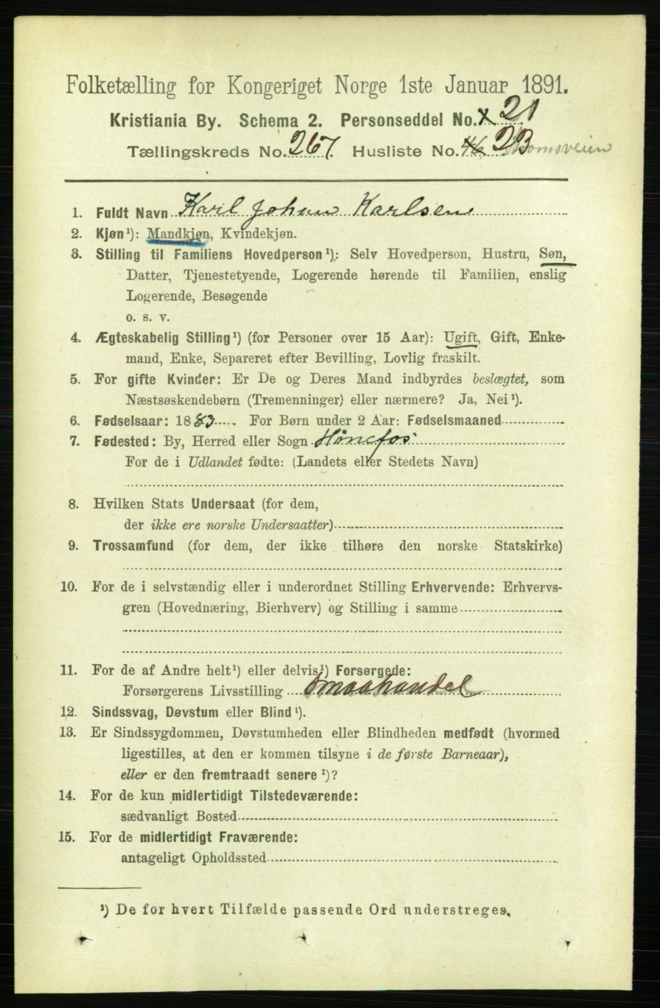 RA, 1891 census for 0301 Kristiania, 1891, p. 161840