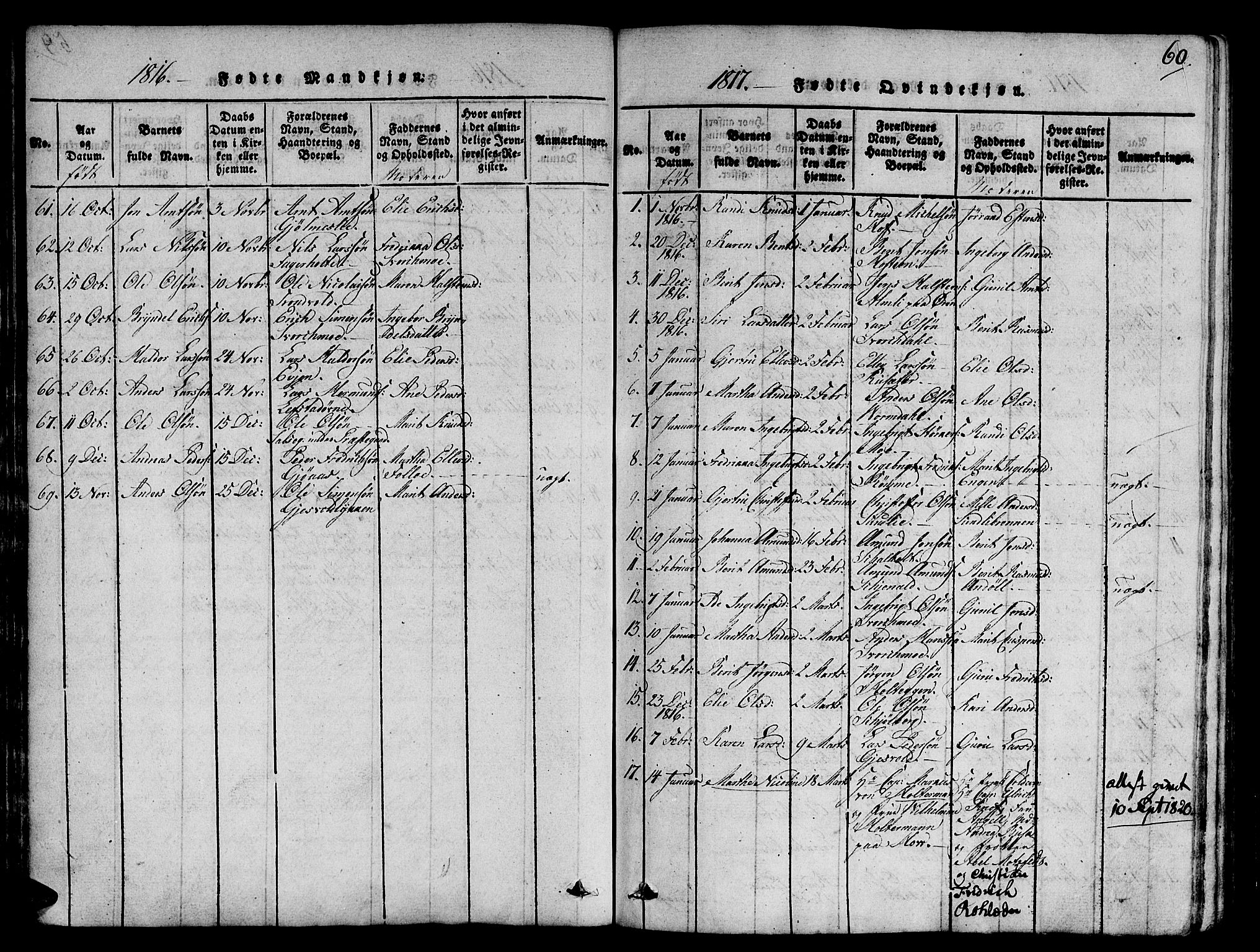 Ministerialprotokoller, klokkerbøker og fødselsregistre - Sør-Trøndelag, SAT/A-1456/668/L0803: Parish register (official) no. 668A03, 1800-1826, p. 60