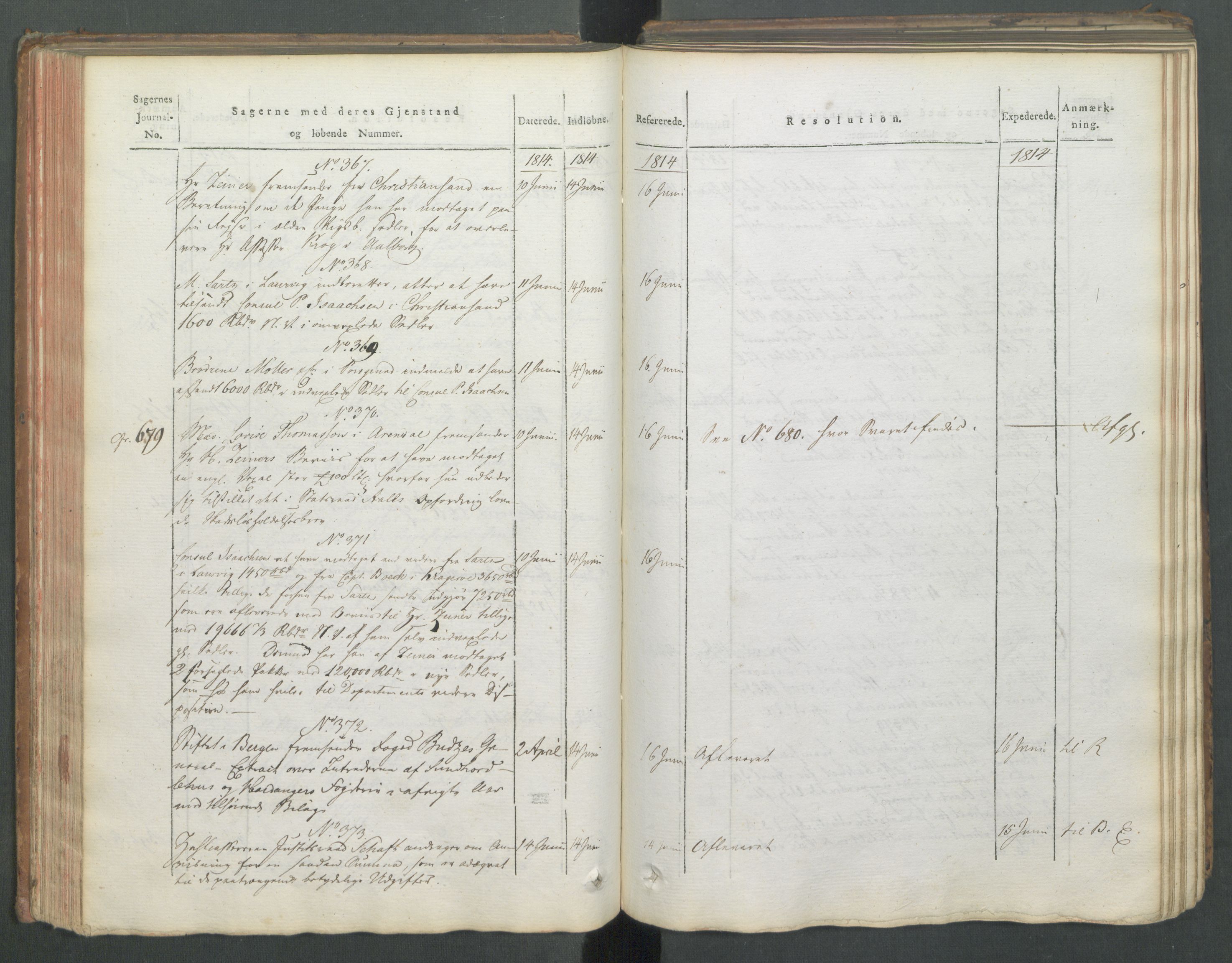 Departementene i 1814, AV/RA-S-3899/Fa/L0008: 1. byrå - Journal B, 1814, p. 83