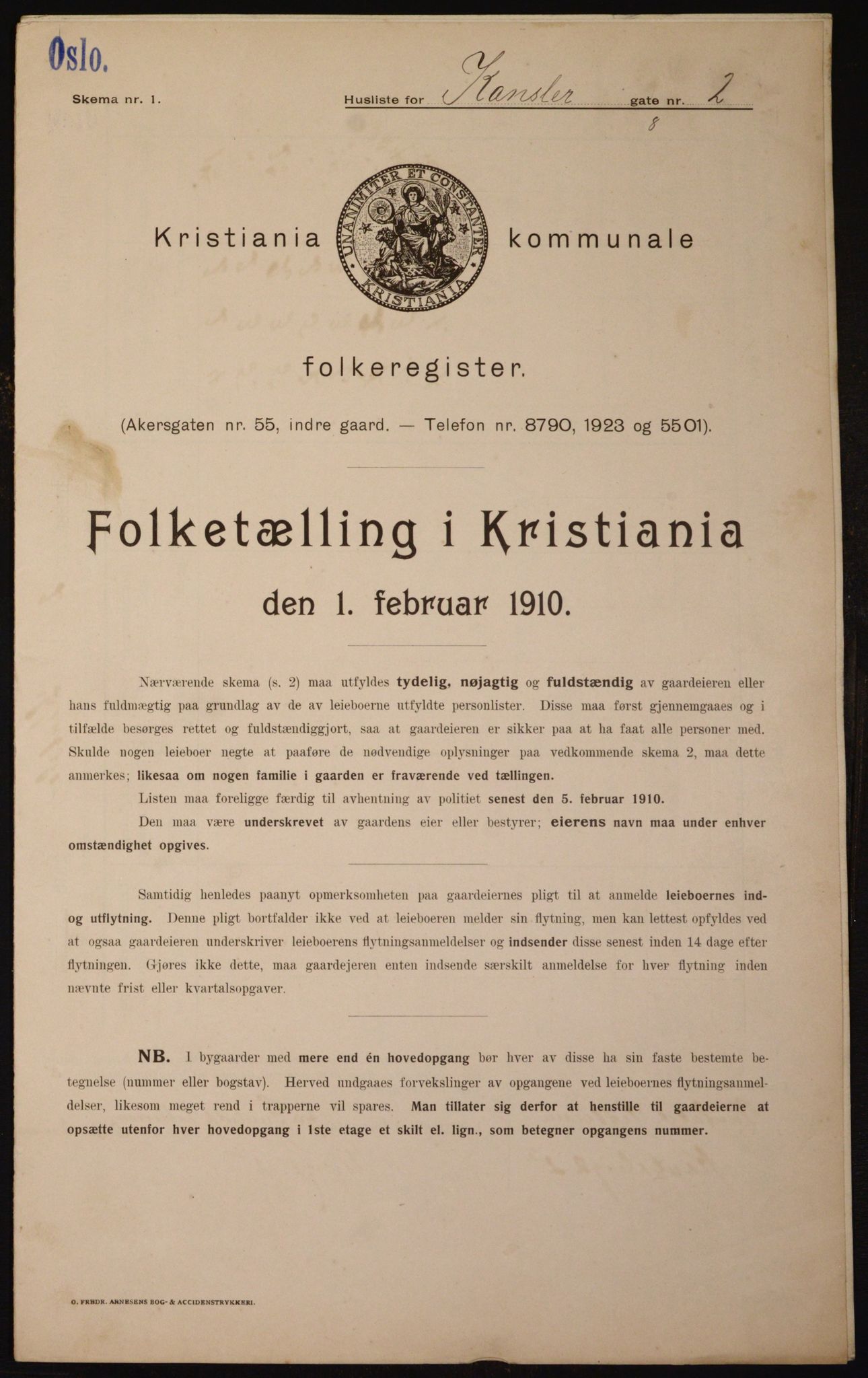 OBA, Municipal Census 1910 for Kristiania, 1910, p. 46636