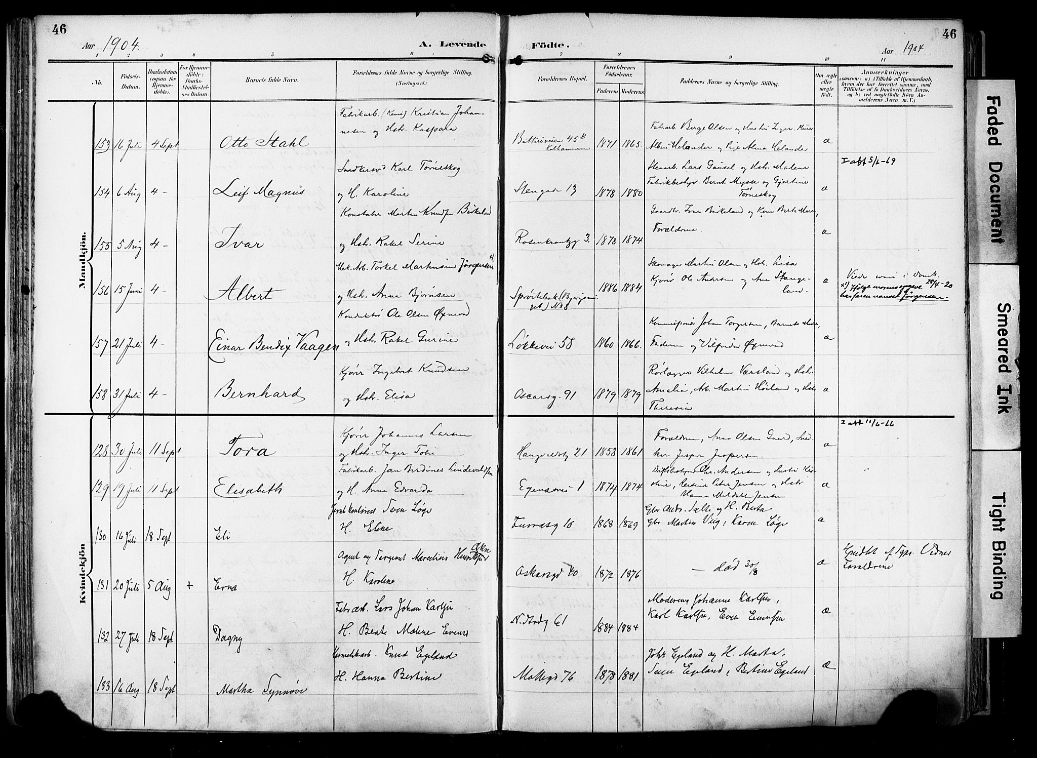 Domkirken sokneprestkontor, AV/SAST-A-101812/001/30/30BA/L0033: Parish register (official) no. A 32, 1903-1915, p. 46