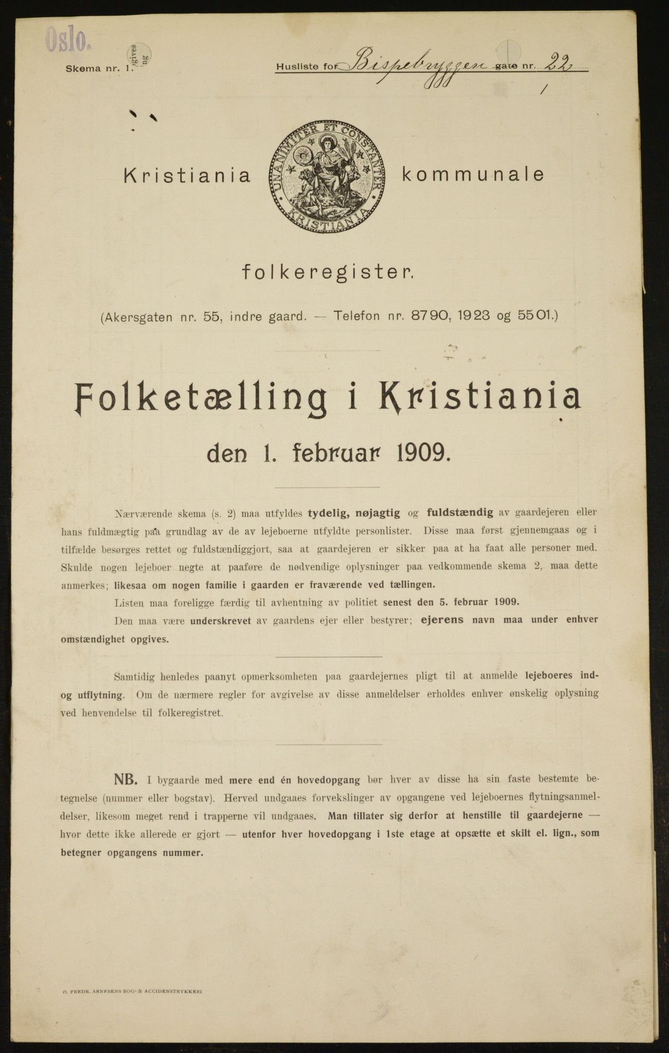 OBA, Municipal Census 1909 for Kristiania, 1909, p. 4796