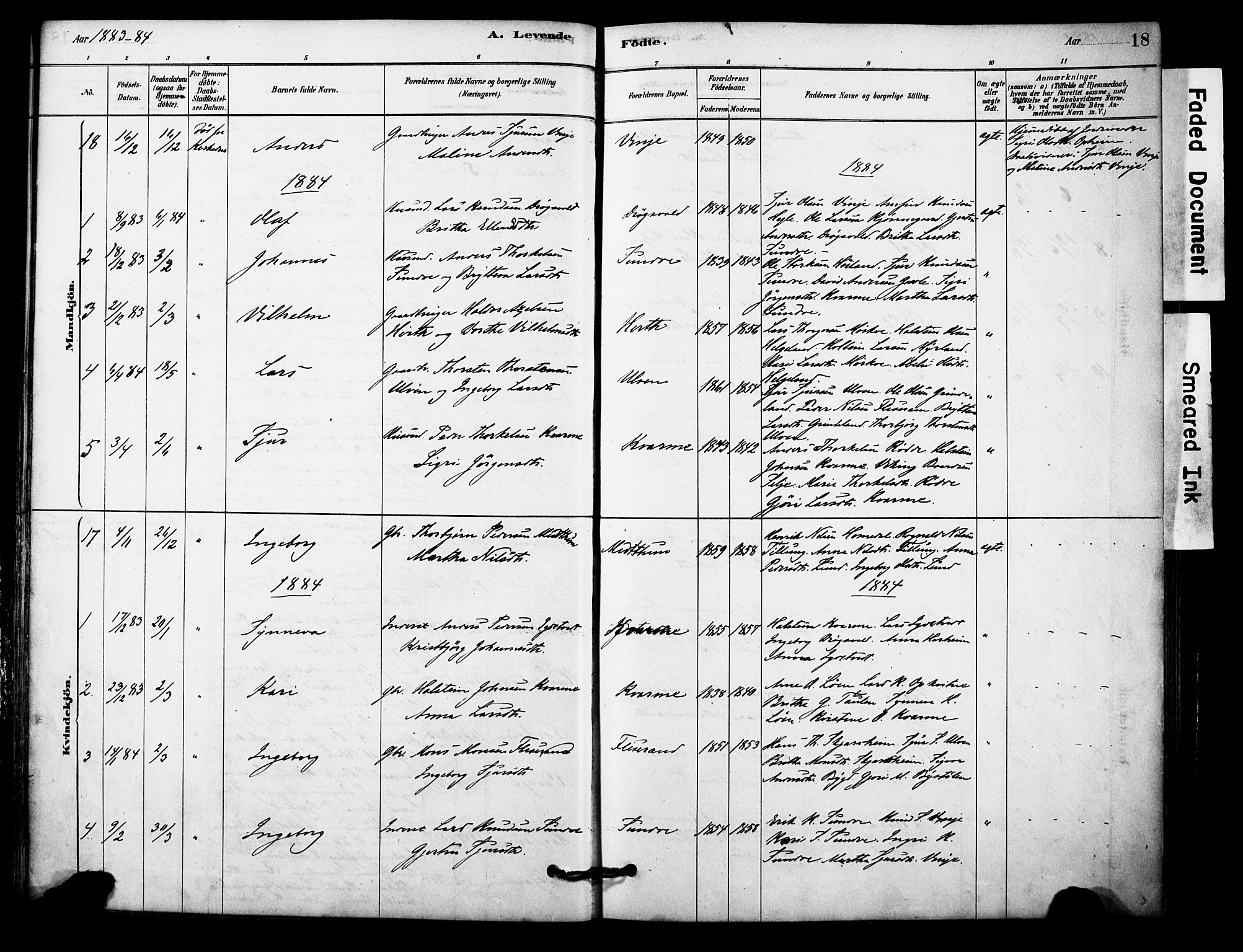 Vossestrand Sokneprestembete, AV/SAB-A-79101/H/Haa: Parish register (official) no. C 1, 1878-1903, p. 18