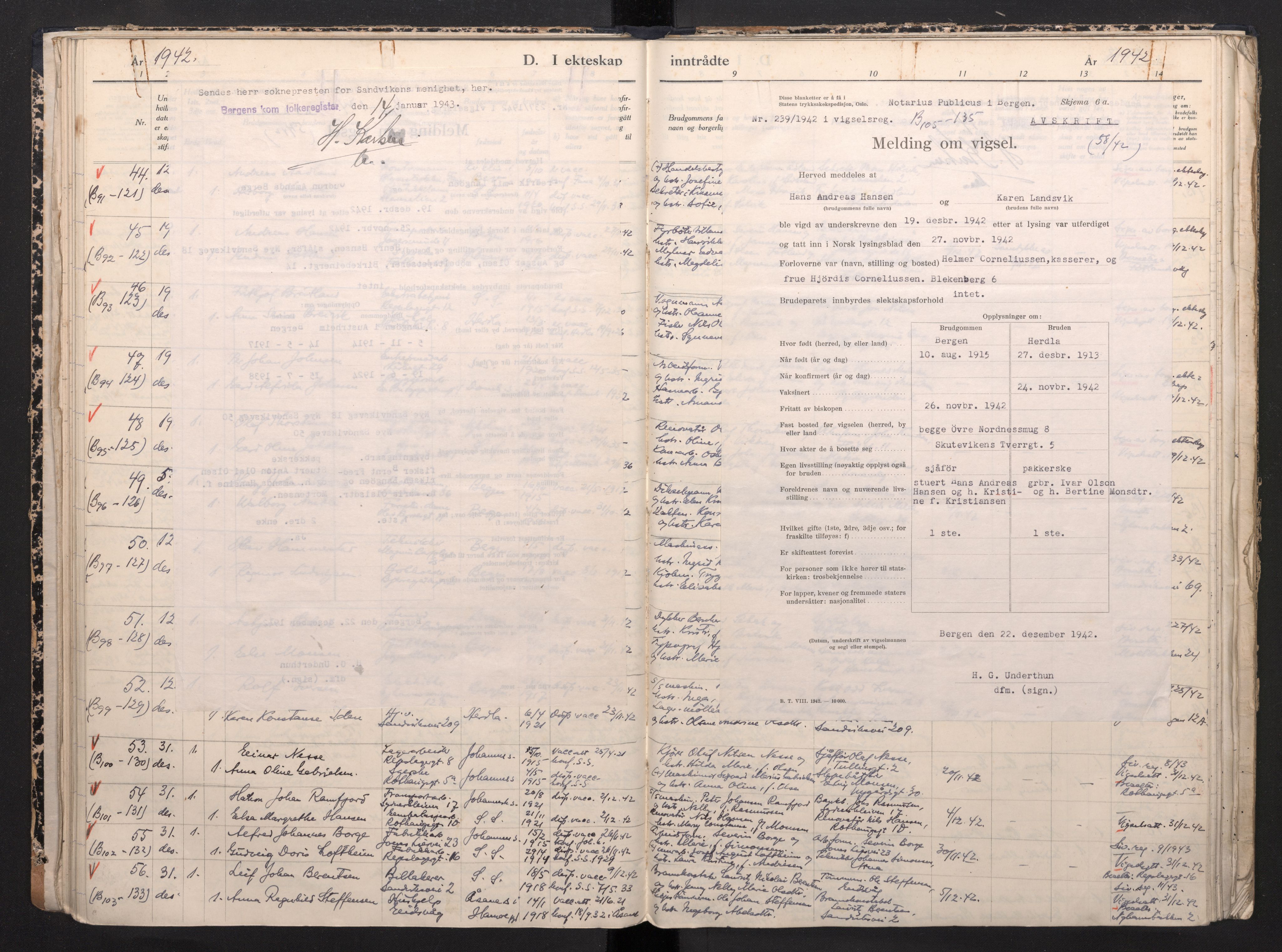 Sandviken Sokneprestembete, AV/SAB-A-77601/H/Ha: Parish register (official) no. H 1, 1942-1945