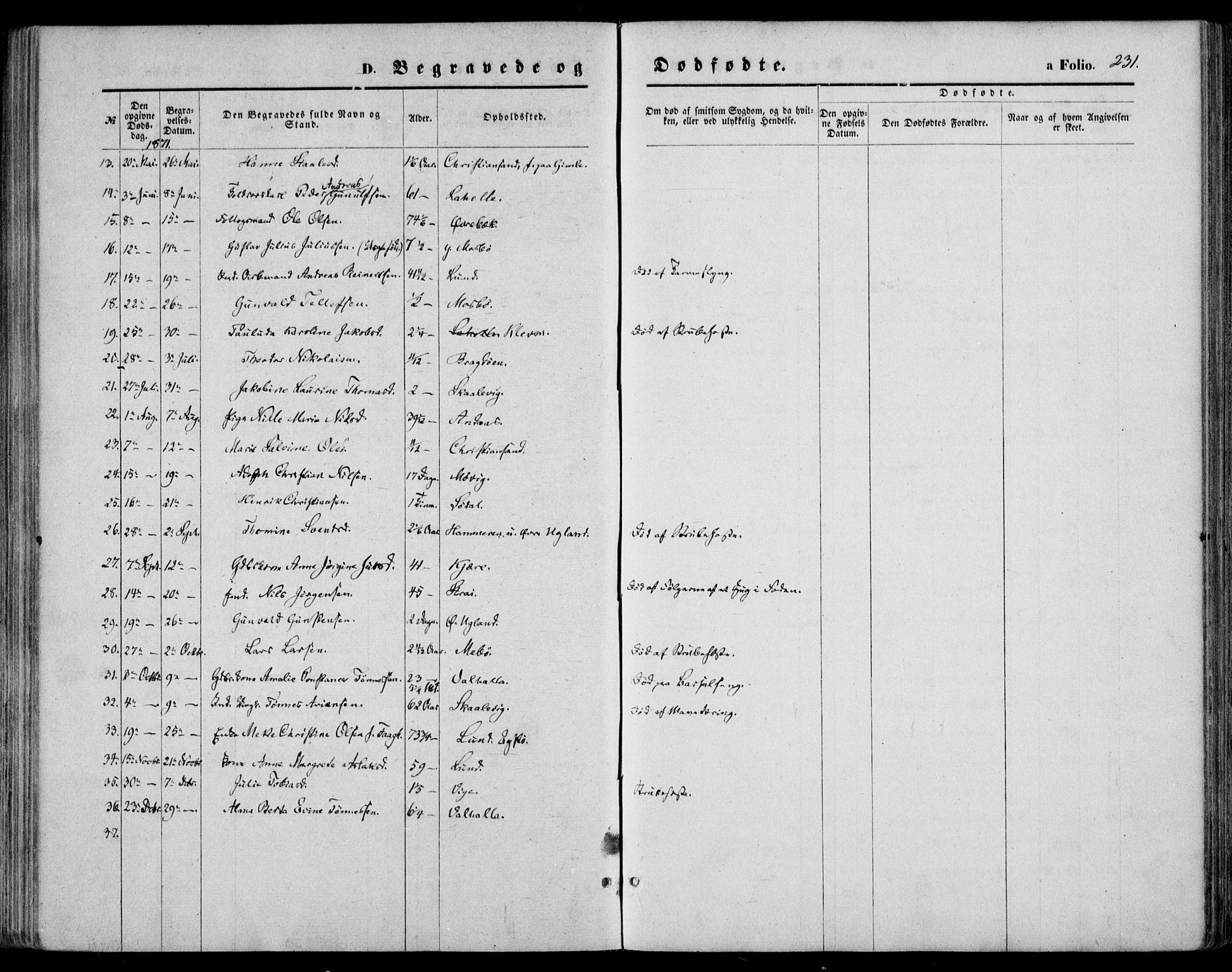 Oddernes sokneprestkontor, AV/SAK-1111-0033/F/Fa/Faa/L0008: Parish register (official) no. A 8, 1864-1880, p. 231