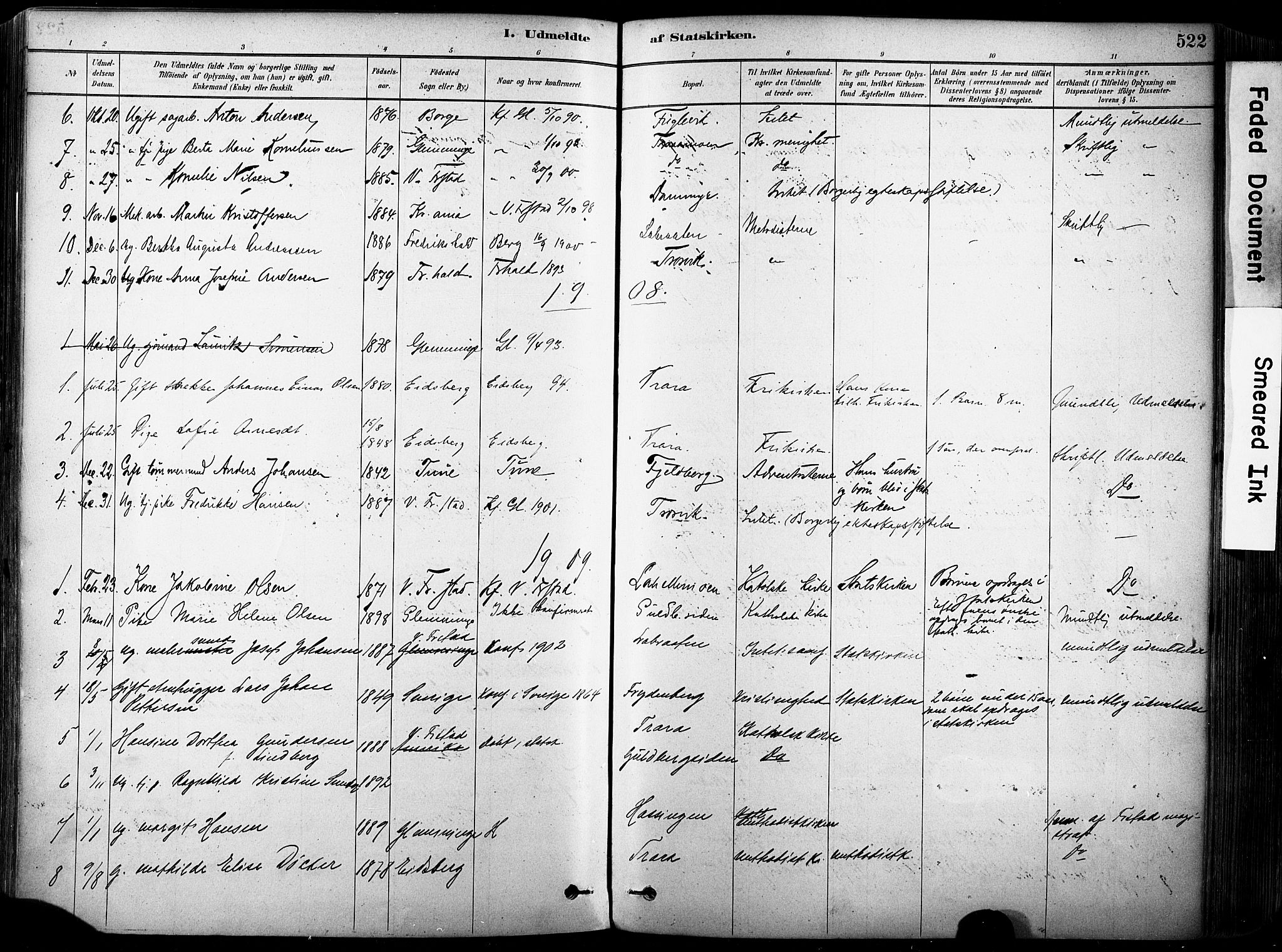 Glemmen prestekontor Kirkebøker, AV/SAO-A-10908/F/Fa/L0012: Parish register (official) no. 12, 1878-1973, p. 522