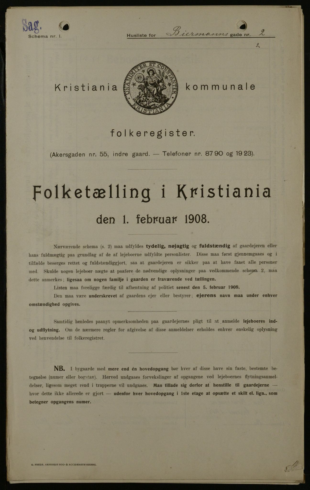 OBA, Municipal Census 1908 for Kristiania, 1908, p. 4728