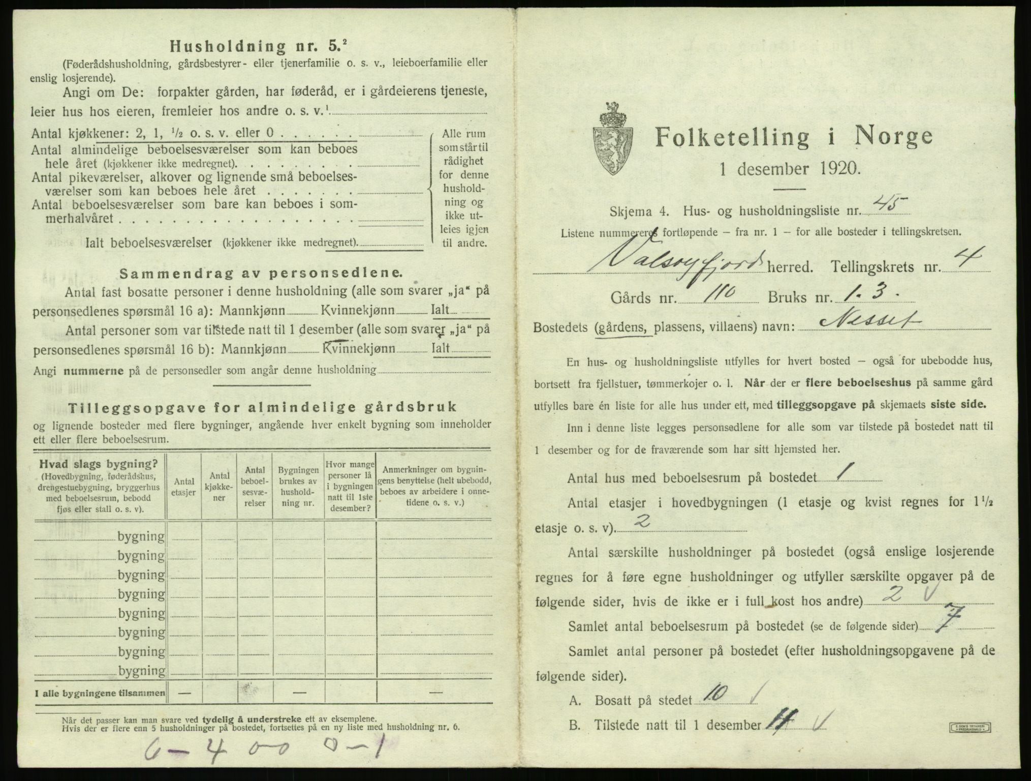 SAT, 1920 census for Valsøyfjord, 1920, p. 301