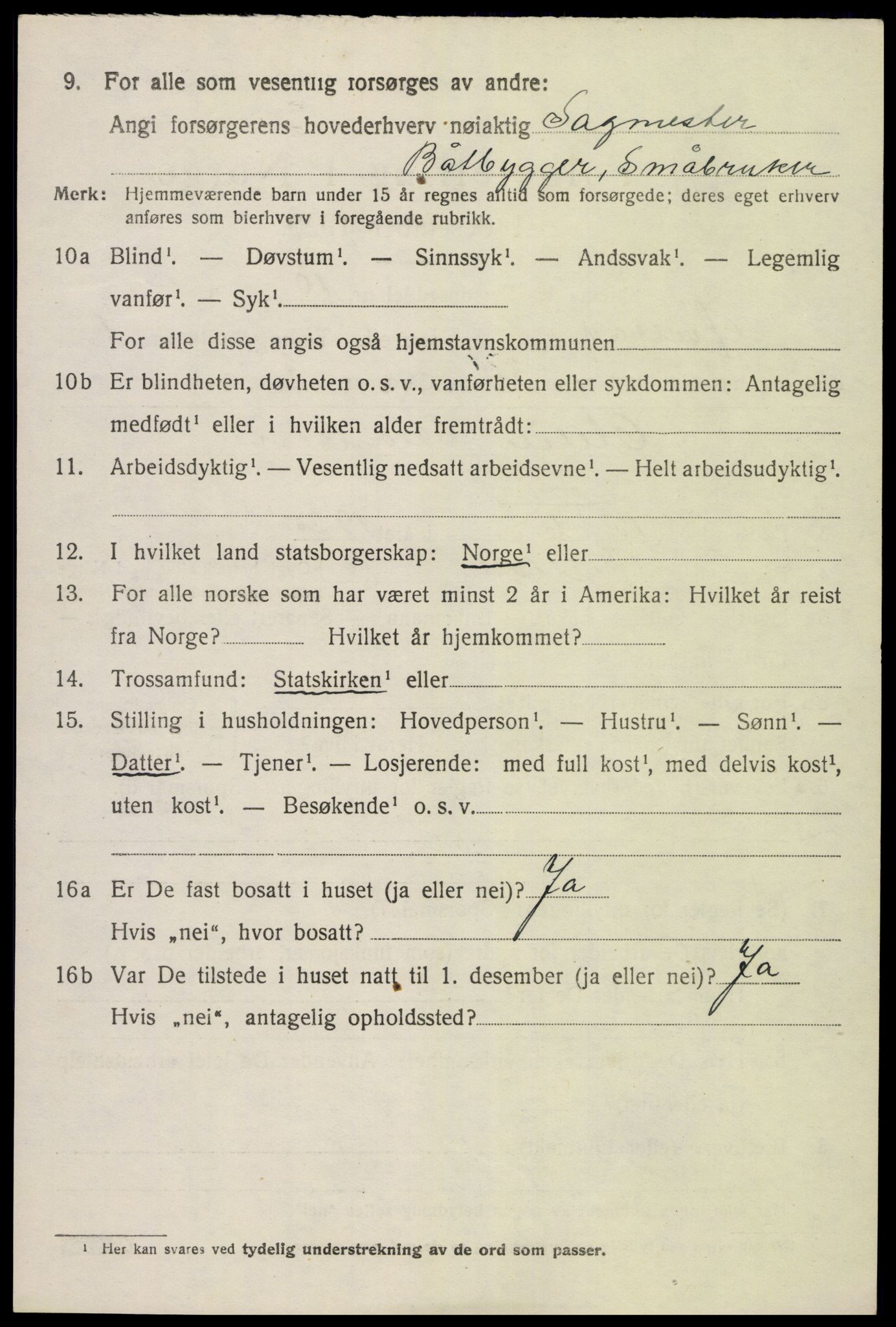 SAK, 1920 census for Øyestad, 1920, p. 2225