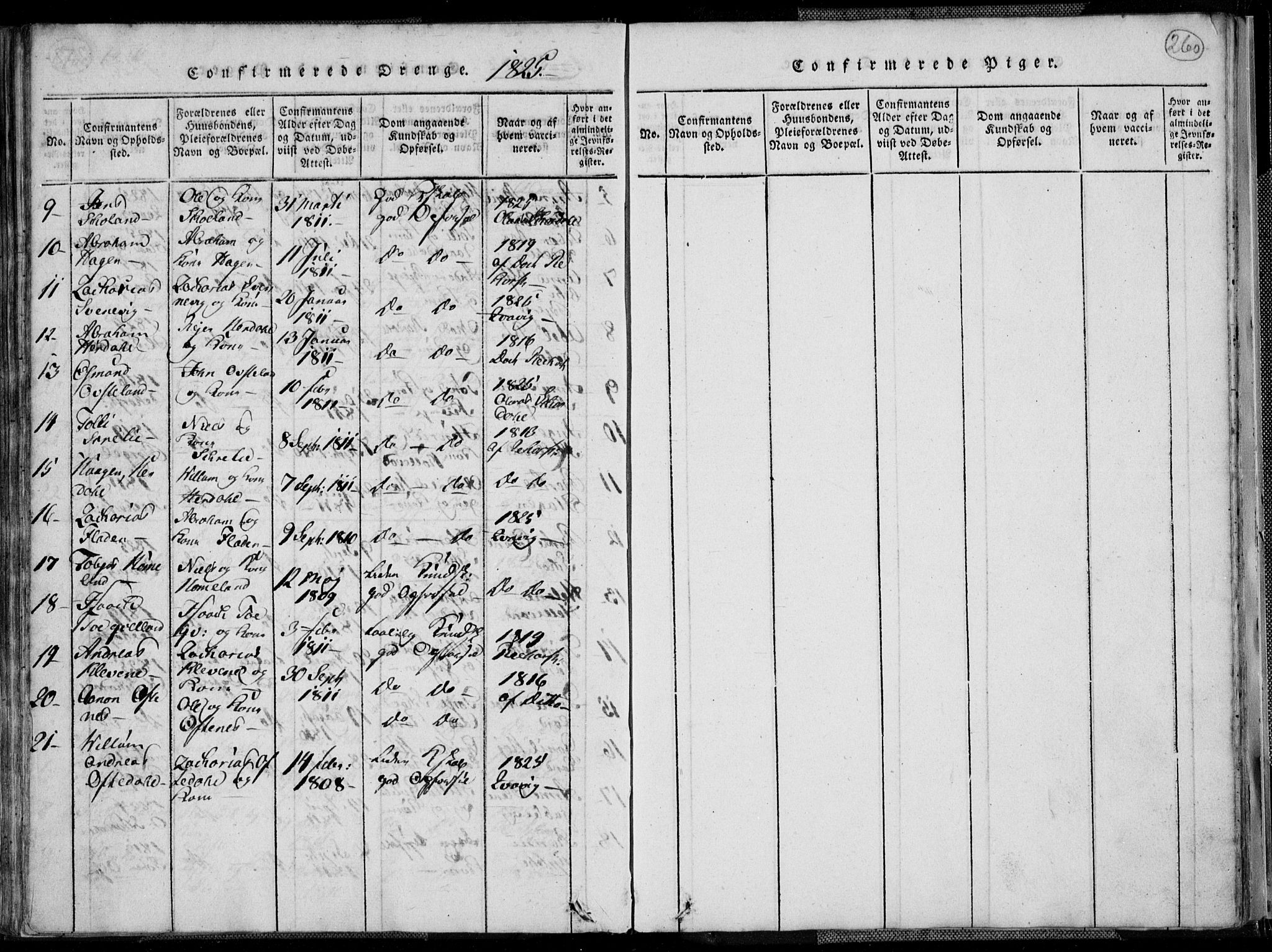 Lyngdal sokneprestkontor, AV/SAK-1111-0029/F/Fa/Fac/L0006: Parish register (official) no. A 6, 1815-1825, p. 260