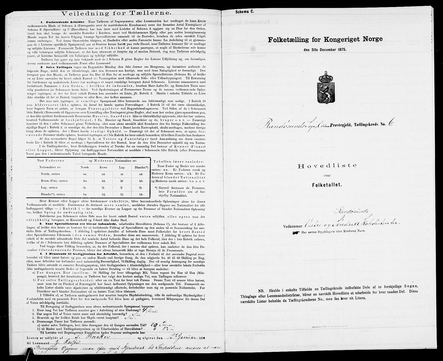 SAK, 1875 census for 1012P Oddernes, 1875, p. 45