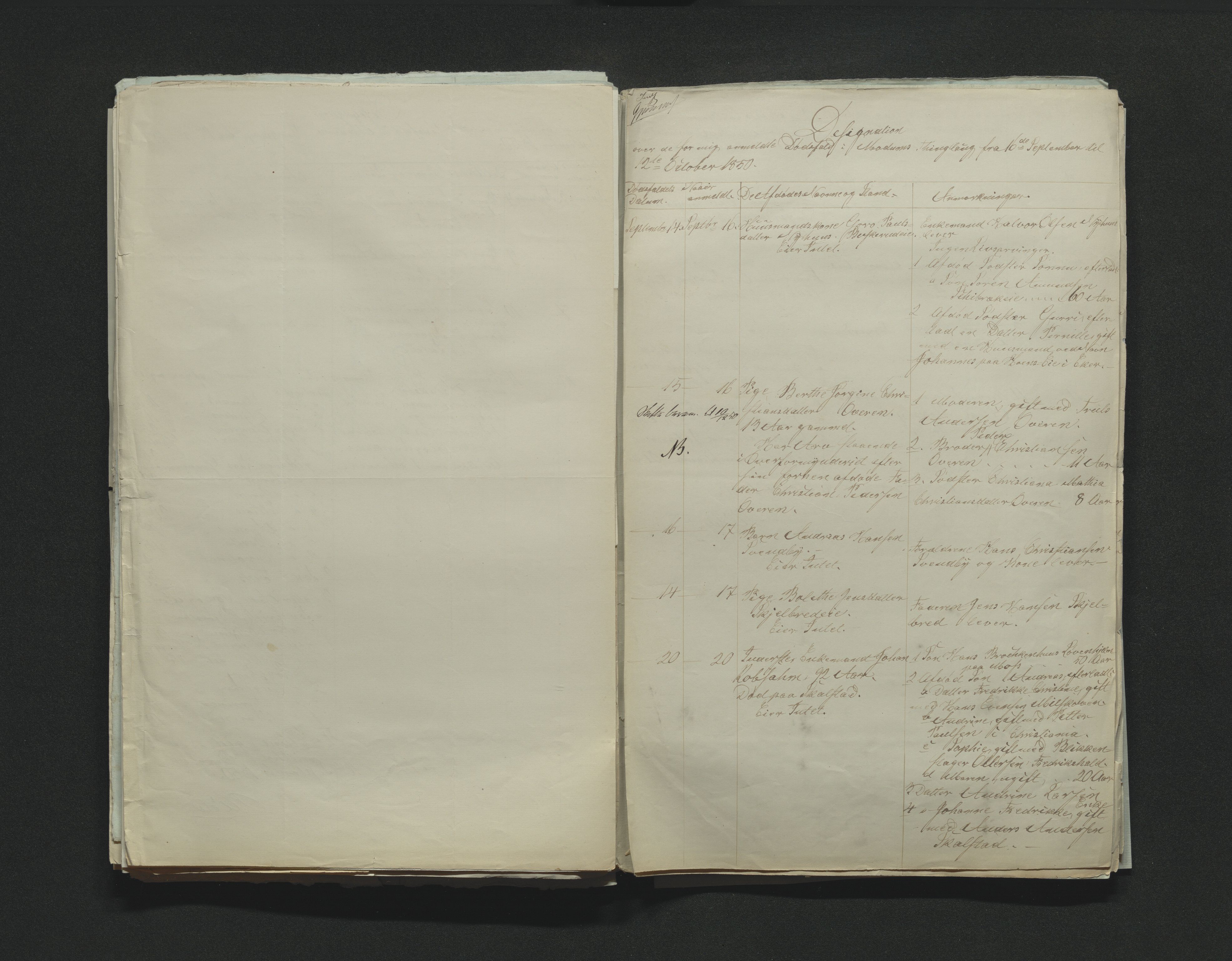 Eiker, Modum og Sigdal sorenskriveri, AV/SAKO-A-123/H/Ha/Hab/L0008: Dødsfallsmeldinger, 1850-1853