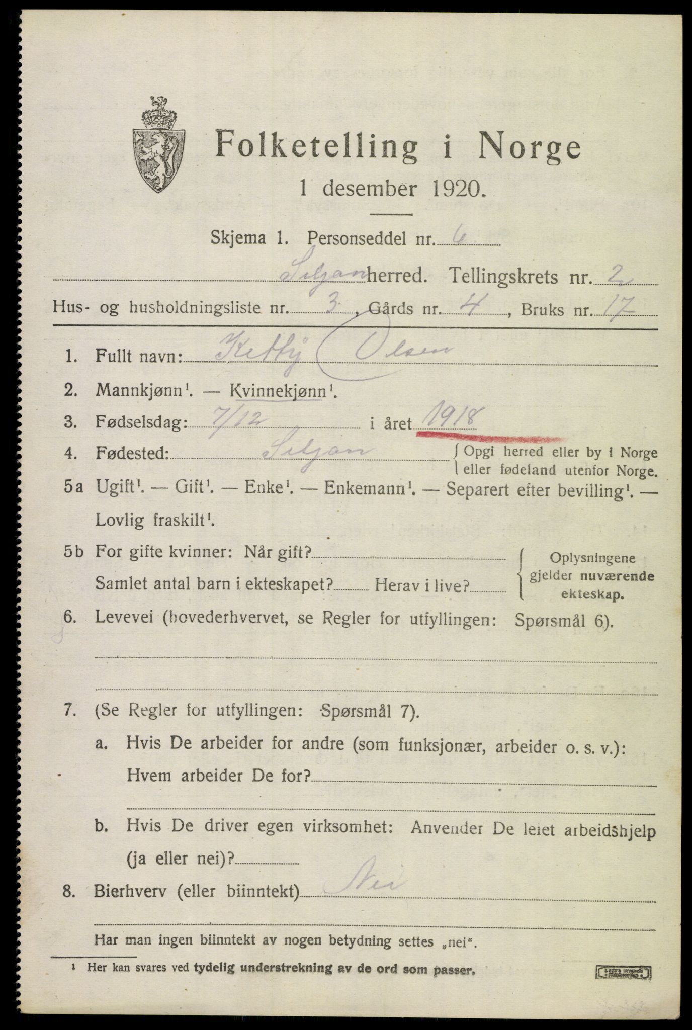SAKO, 1920 census for Siljan, 1920, p. 967