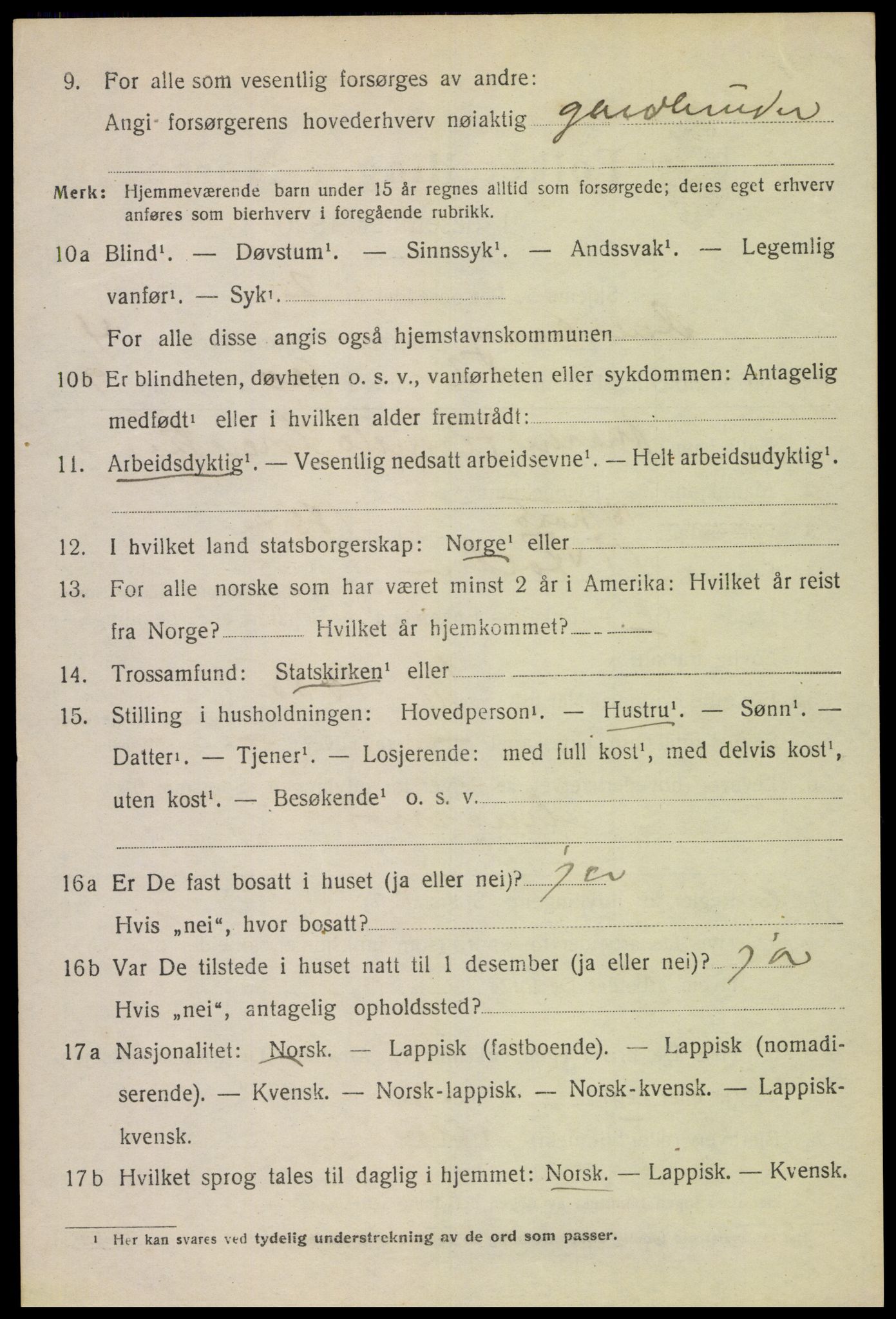 SAT, 1920 census for Dverberg, 1920, p. 5839