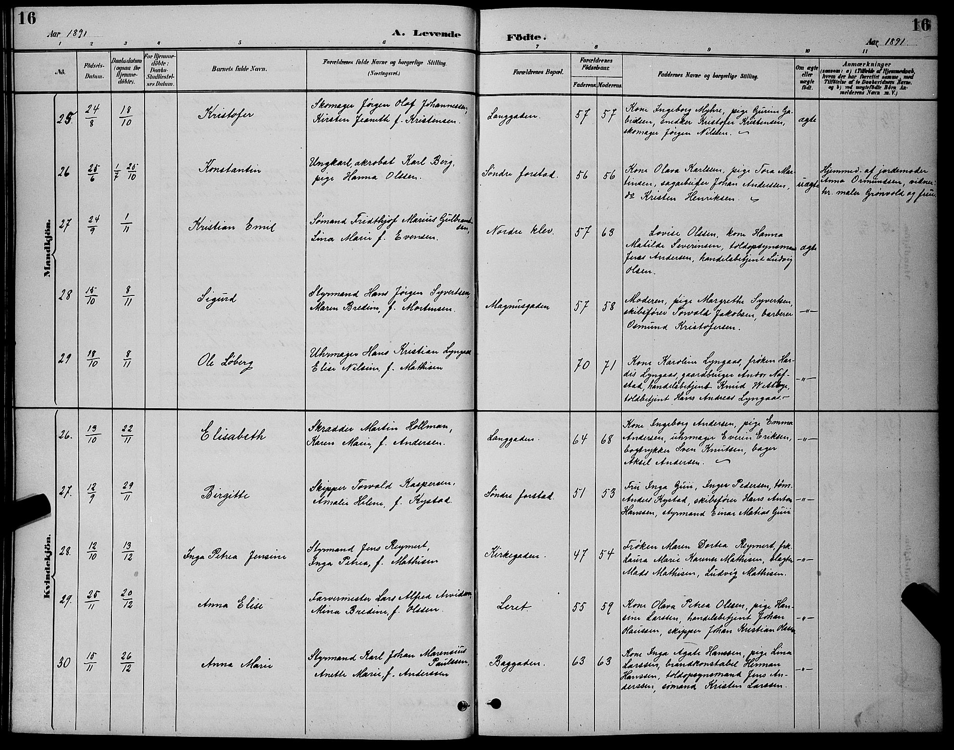 Holmestrand kirkebøker, AV/SAKO-A-346/G/Ga/L0005: Parish register (copy) no. 5, 1889-1901, p. 16