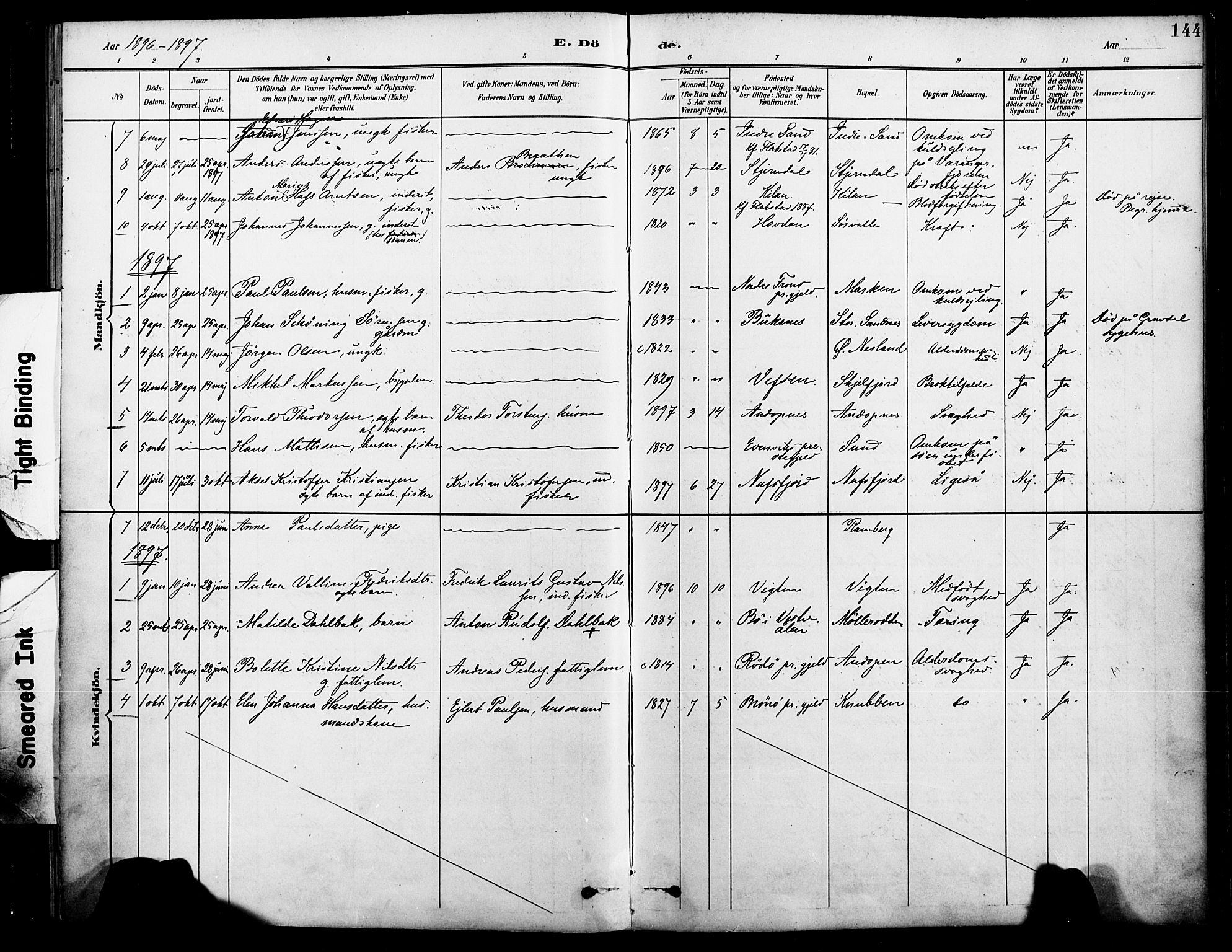 Ministerialprotokoller, klokkerbøker og fødselsregistre - Nordland, SAT/A-1459/885/L1205: Parish register (official) no. 885A06, 1892-1905, p. 144