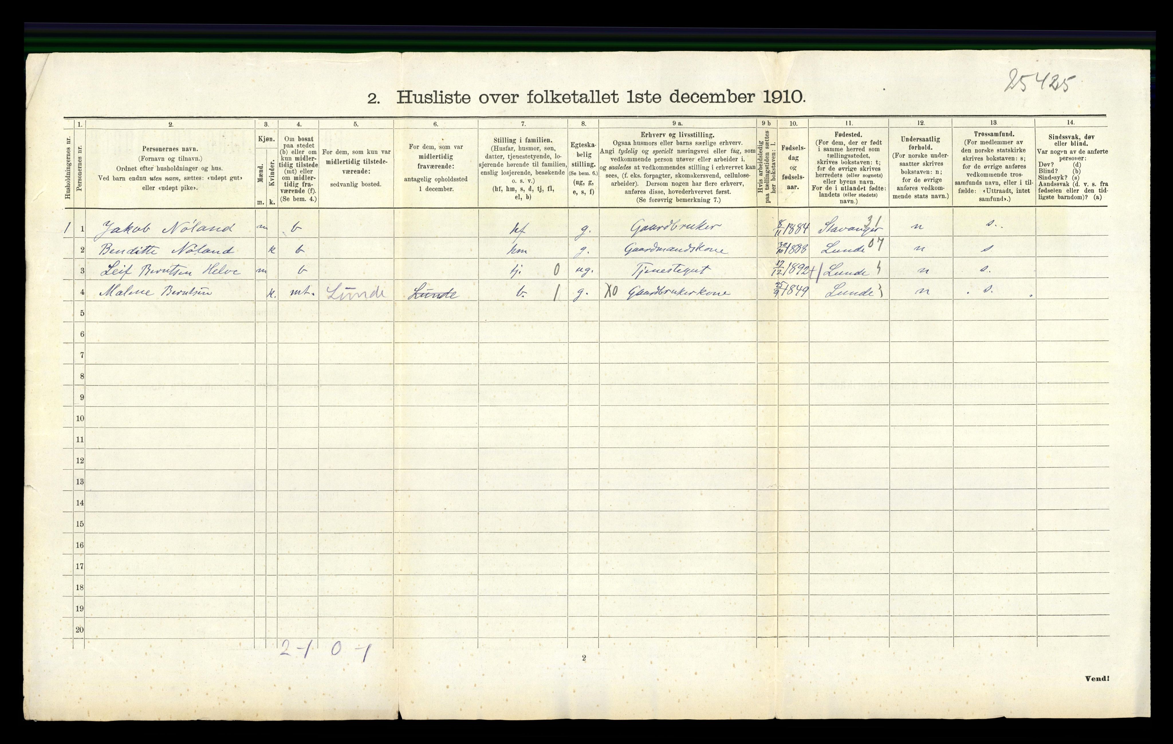 RA, 1910 census for Lier, 1910, p. 663