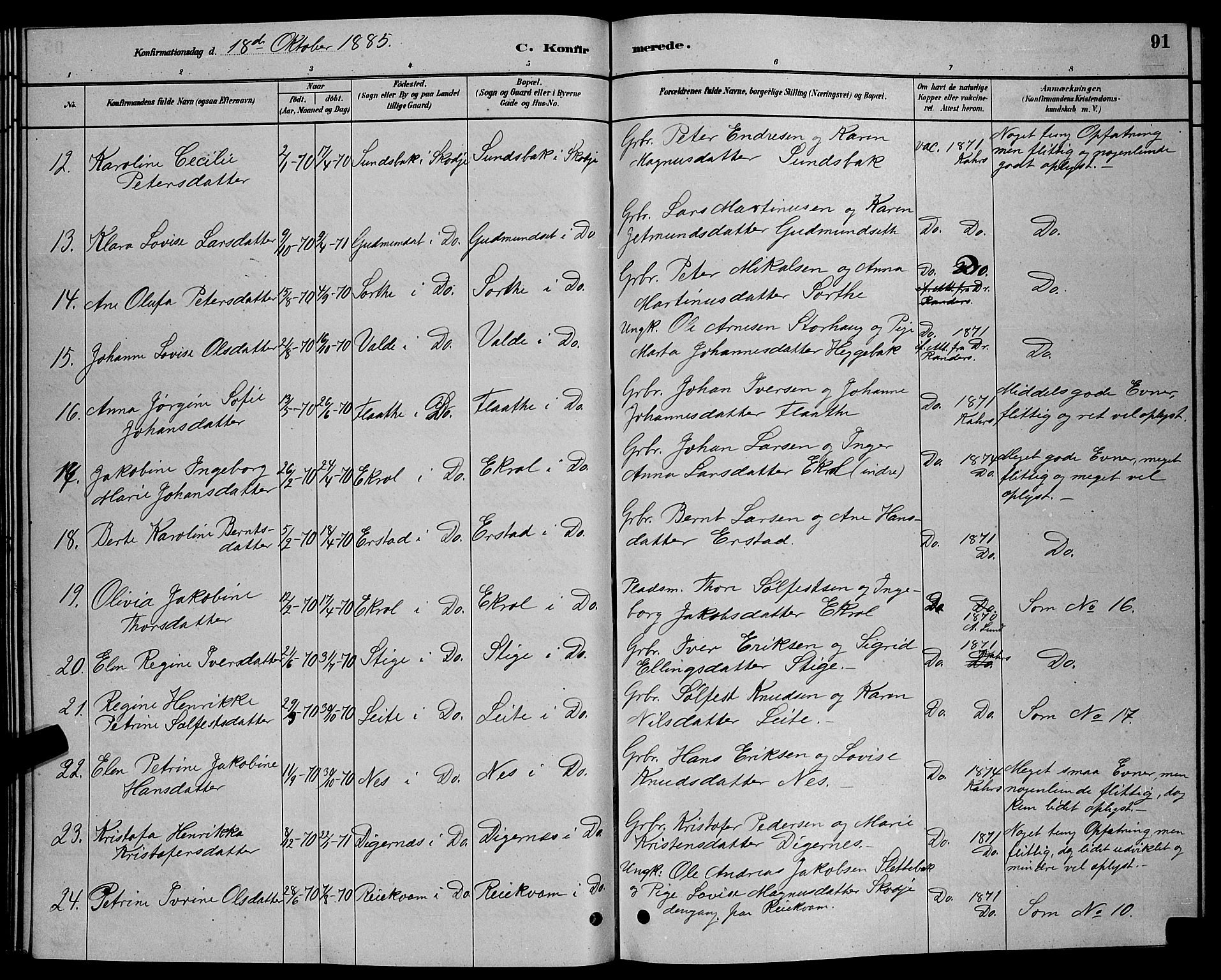 Ministerialprotokoller, klokkerbøker og fødselsregistre - Møre og Romsdal, AV/SAT-A-1454/524/L0365: Parish register (copy) no. 524C06, 1880-1899, p. 91