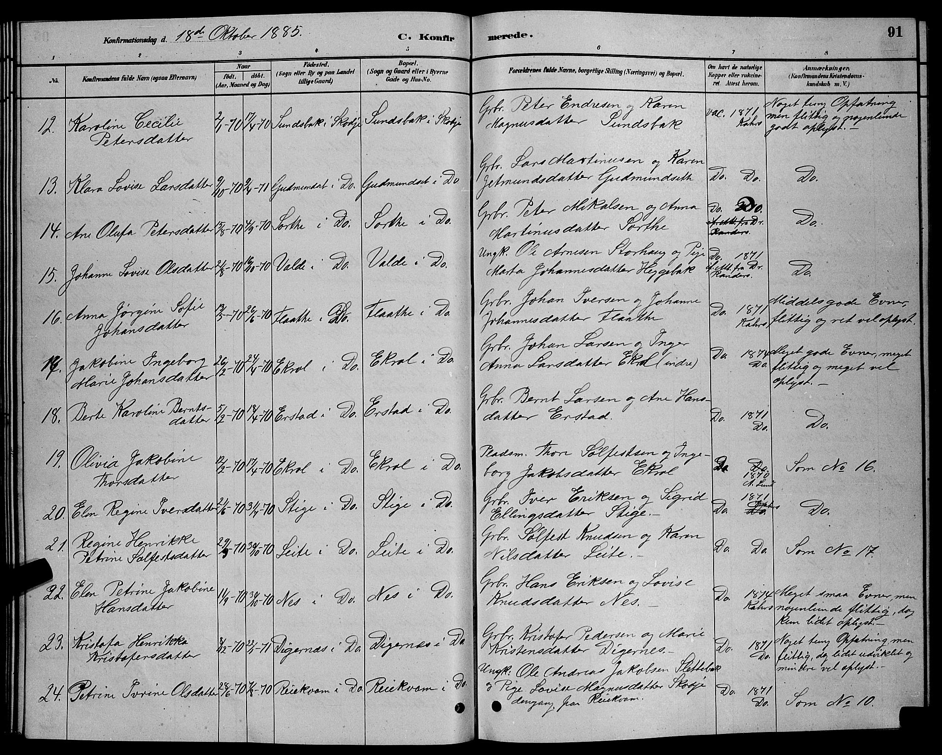 Ministerialprotokoller, klokkerbøker og fødselsregistre - Møre og Romsdal, AV/SAT-A-1454/524/L0365: Parish register (copy) no. 524C06, 1880-1899, p. 91