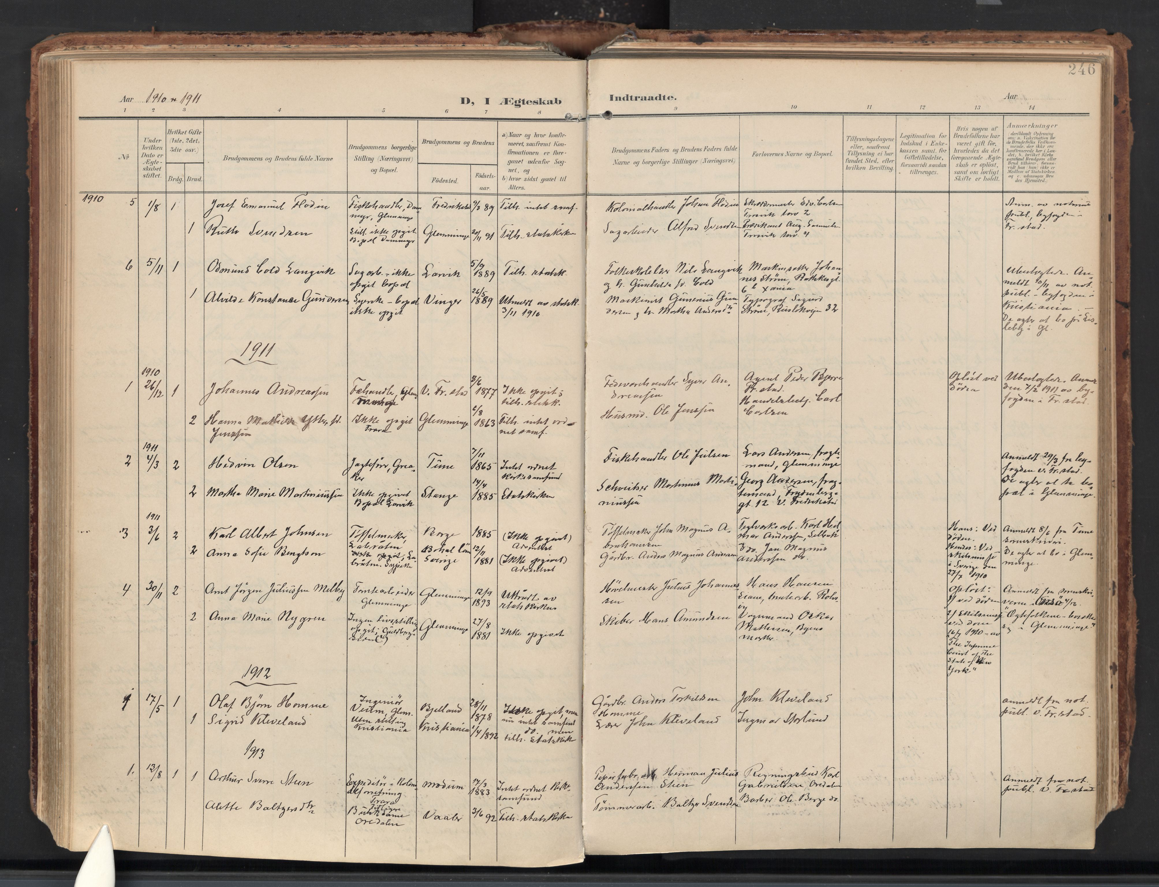 Glemmen prestekontor Kirkebøker, SAO/A-10908/F/Fa/L0016: Parish register (official) no. 16, 1903-1937, p. 246