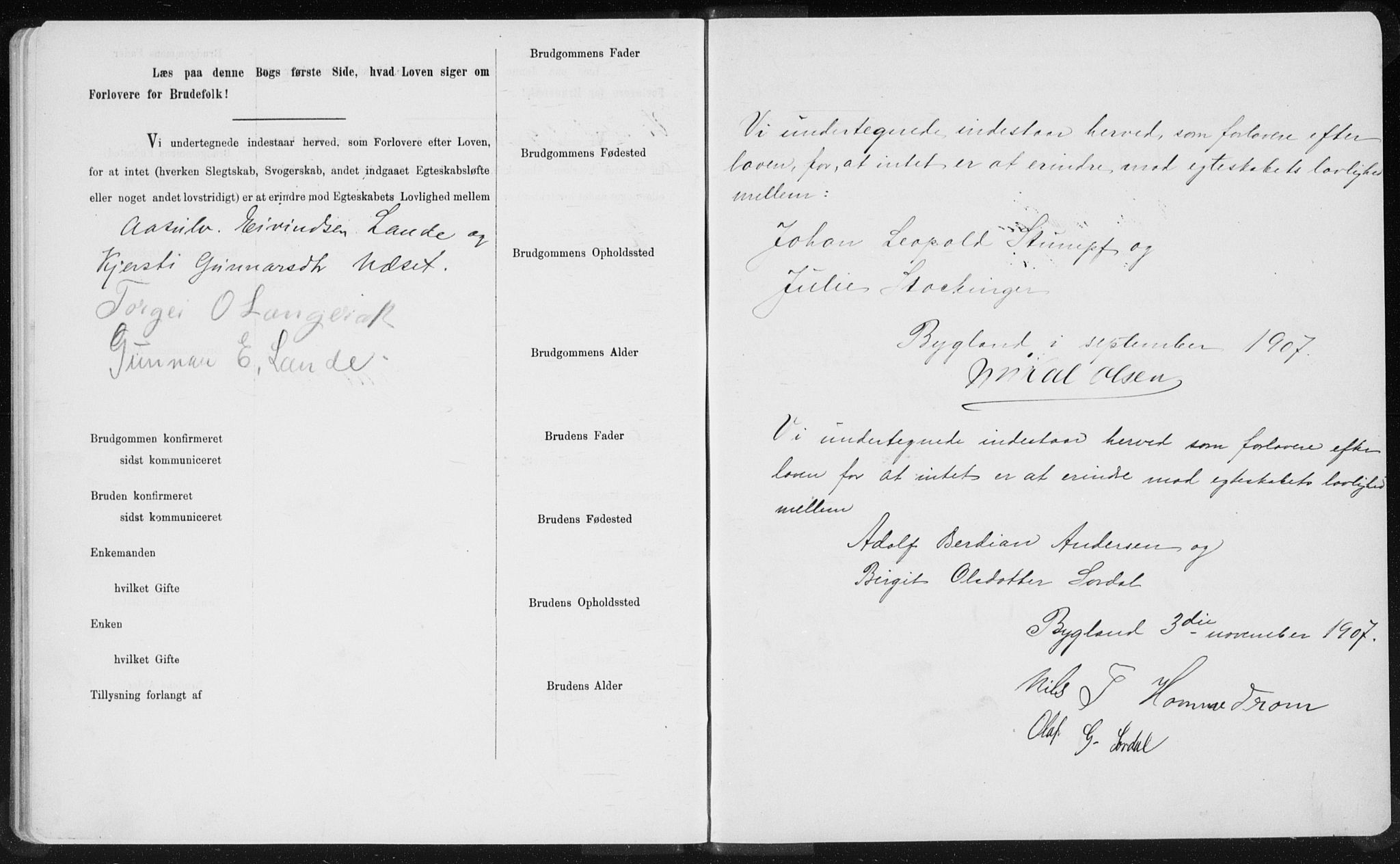 Bygland sokneprestkontor, AV/SAK-1111-0006/F/Fe/L0001: Banns register no. II.5.1, 1887-1908